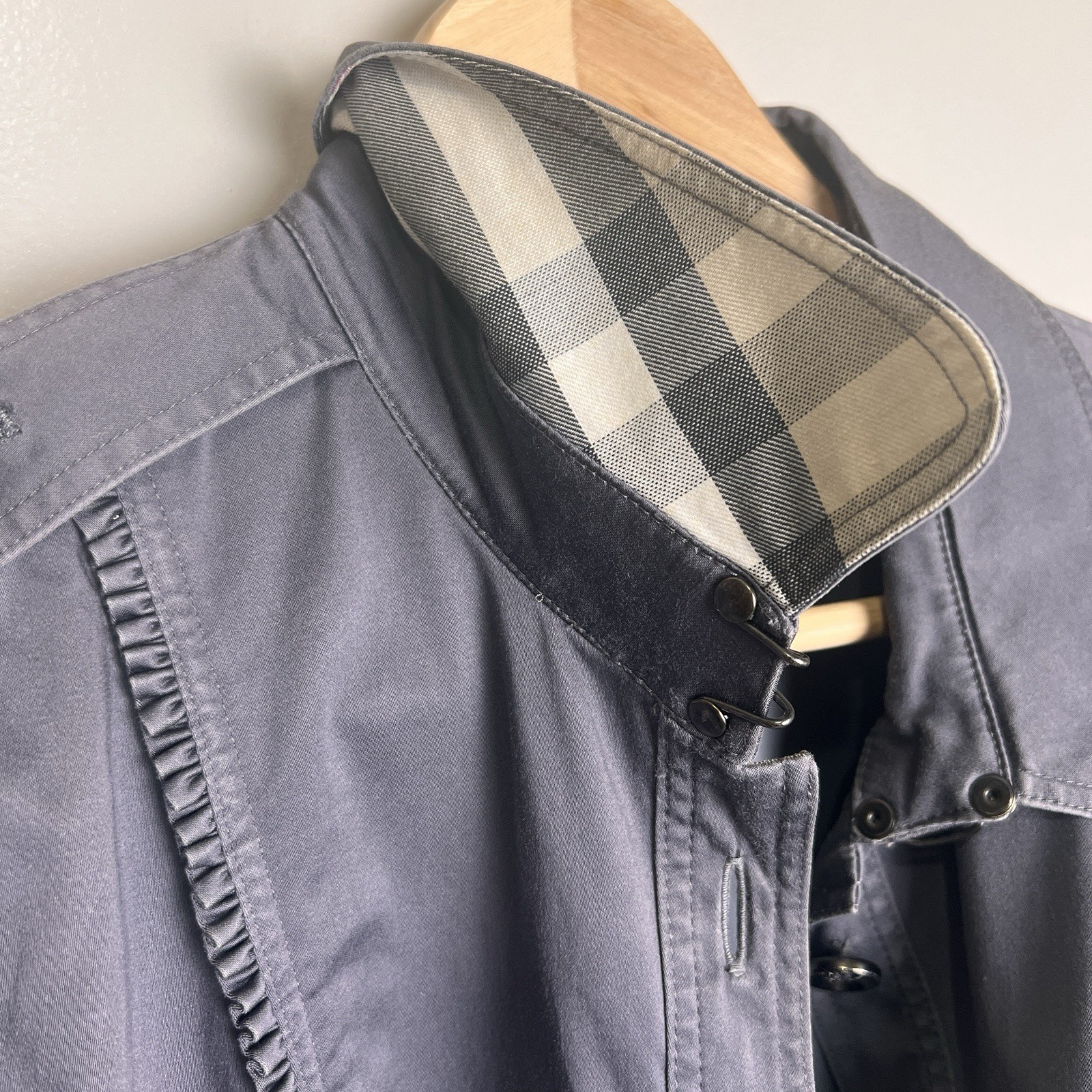 Burberry of London Gray Button Down Dress Size 17.5” Ptp EUC