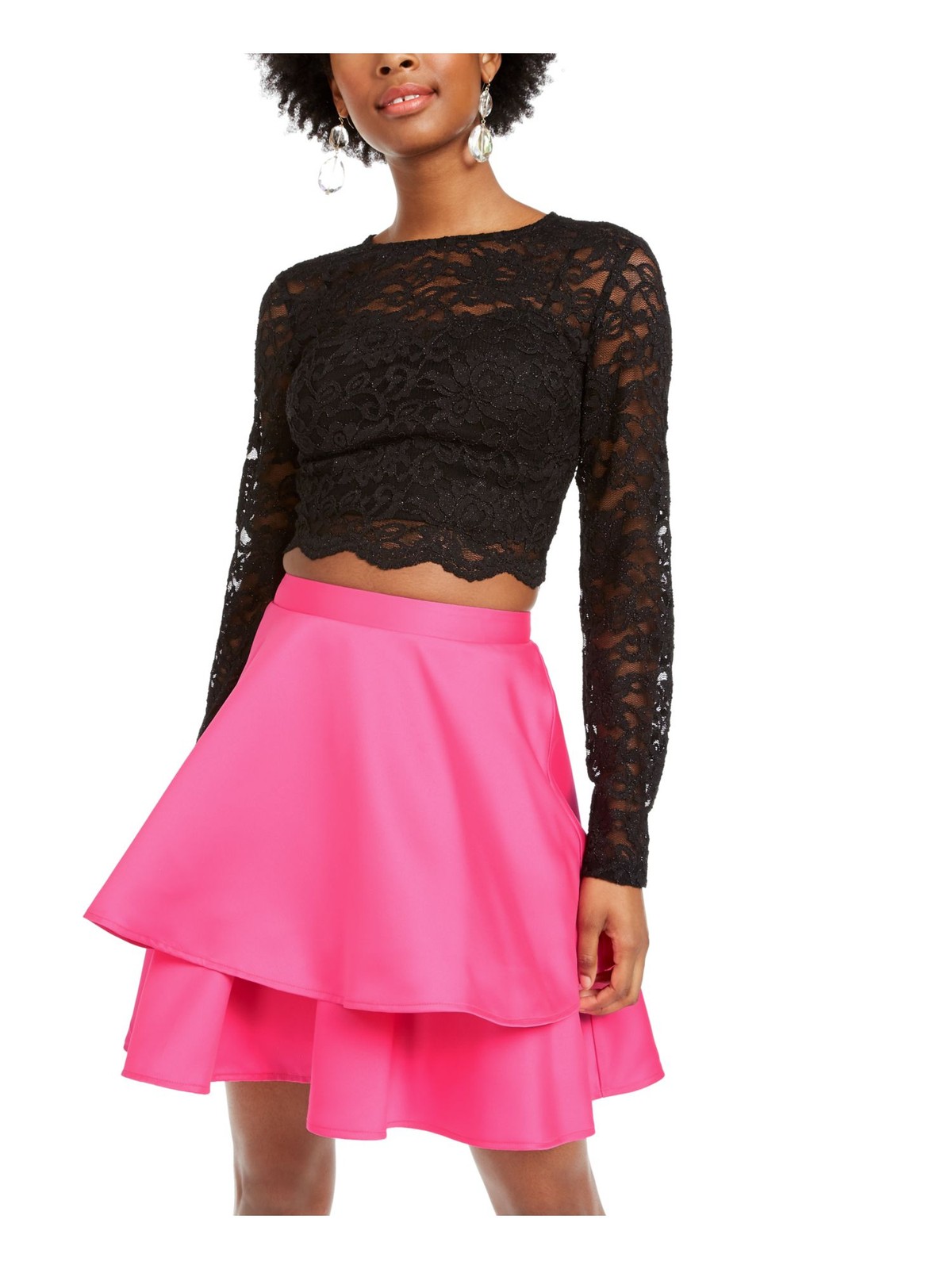 CITY STUDIO Womens Short Dress Pink Long Sleeve Formal Juniors 11