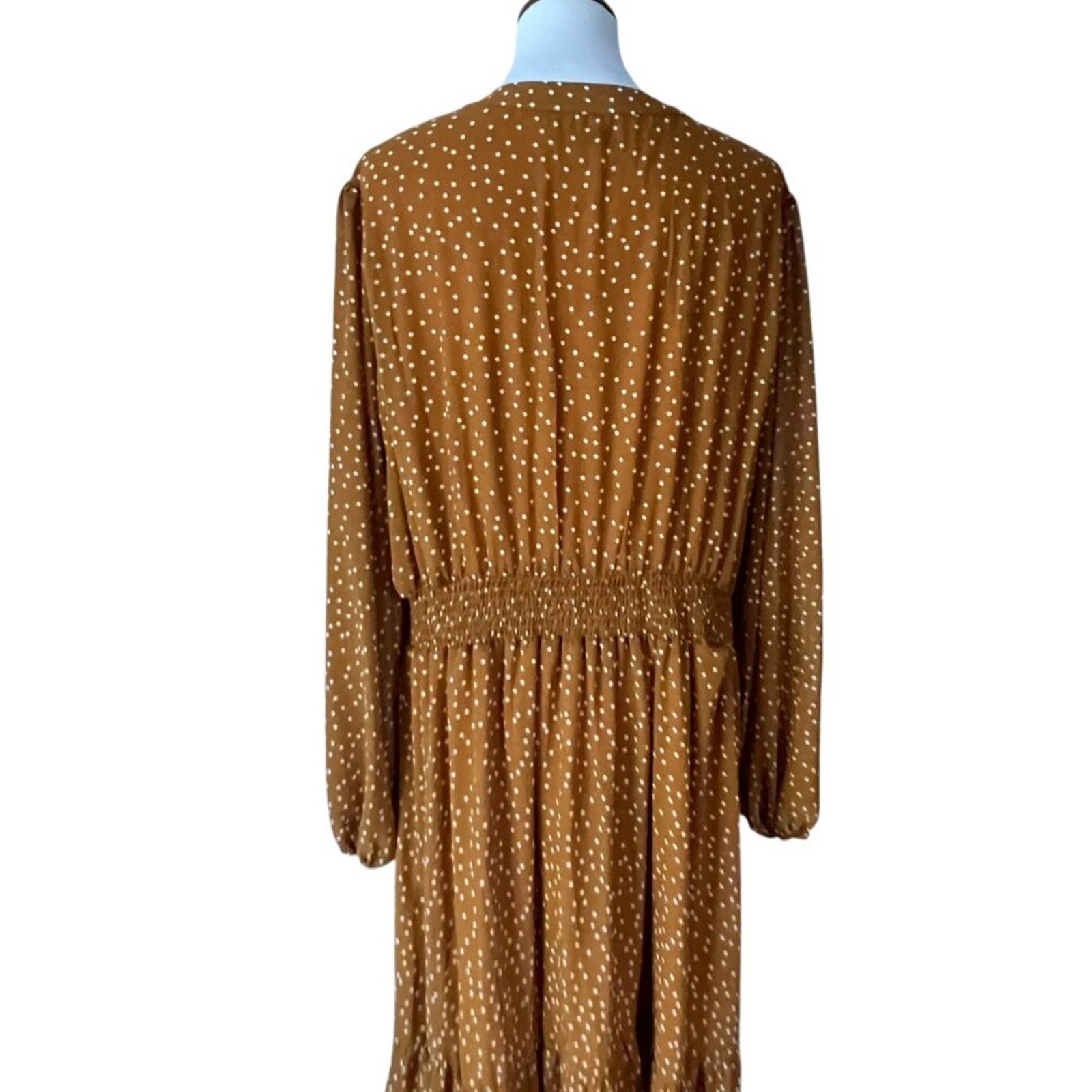 Plus Size Fall Maxi Dress 18 Boho 3X Embroidered Long Polka Dot Elastic waist