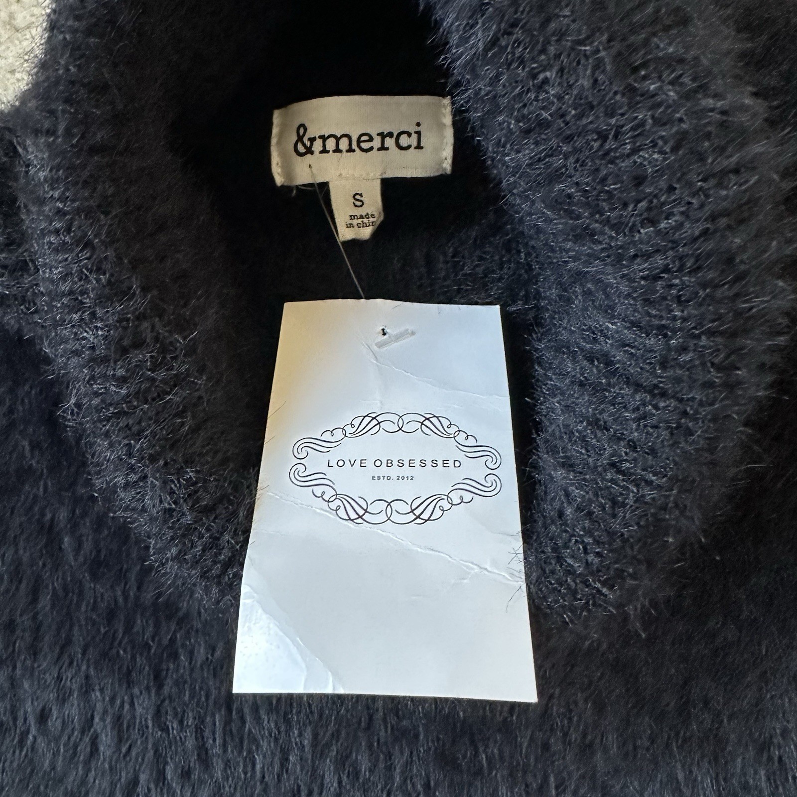 NEW &merci Womens Size Small Black FUZZY Turtleneck Dress WARM Boutique Store