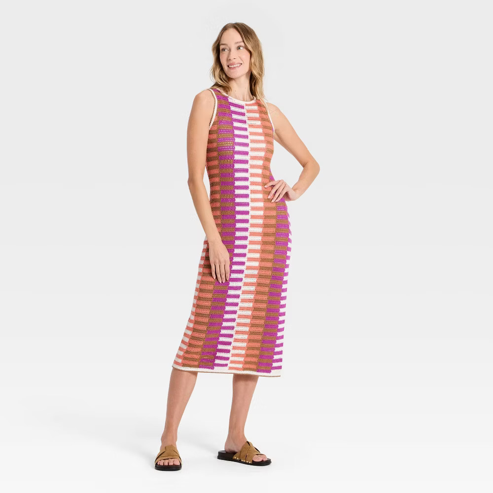 Women Maxi Sweater Dress – Universal Thread Pink Striped XS