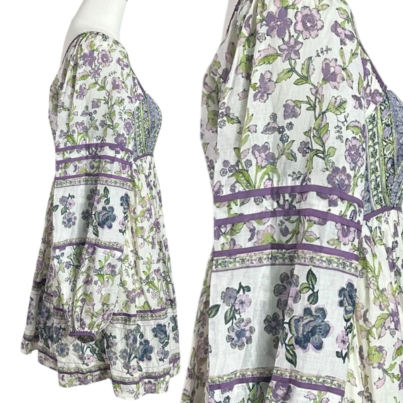 Free People Bohemian Retro 70s Endless Afternoon Floral Mini Dress Medium