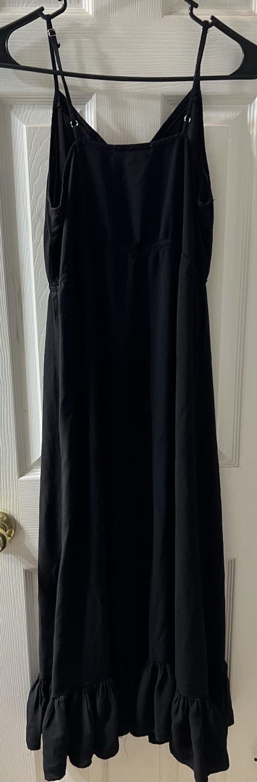 Active USA Size Large Black Spaghetti Strap Button Down Dress (Style D10310)