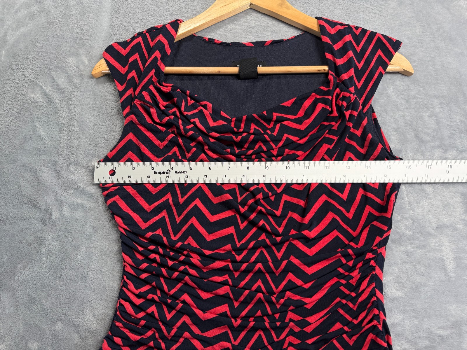 En Focus Studio Fit & Flare Dress Womens 6 Multi Ruched Chevron Party Cocktail