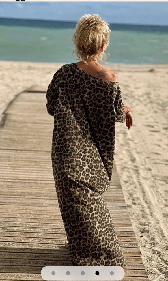 Leopard Oversized Print Off-Shoulder Maxi Dress – Brown Never Worn