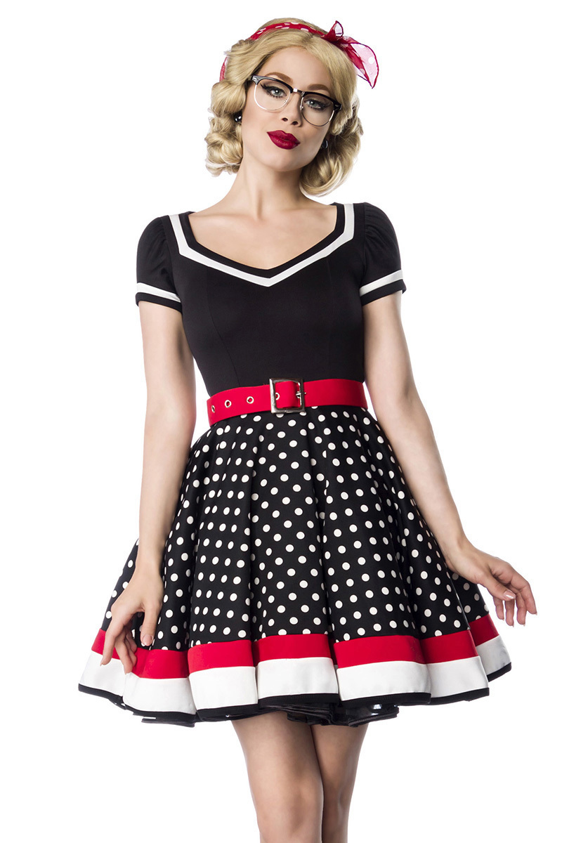 SEXY abito PIN UP retro t. S,M,L,XL,2XL,3XL (40,42,44,46,48) nero/bianco/rosso