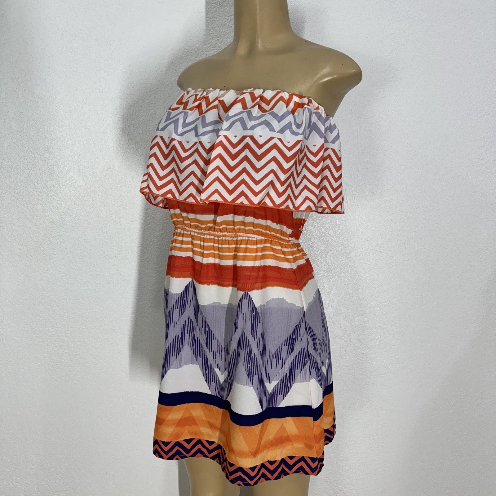 GLAM Polyester Light Weight Off The Shoulder Sun Dress Womens Size S Casual New