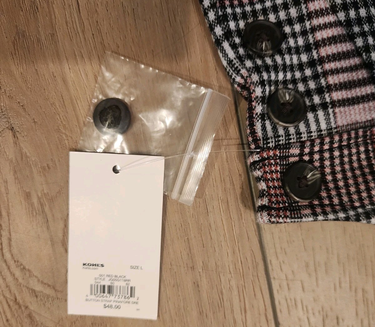 SO Juniors Button-Strap Pinafore Mini Dress Pink Black Plaid Size L