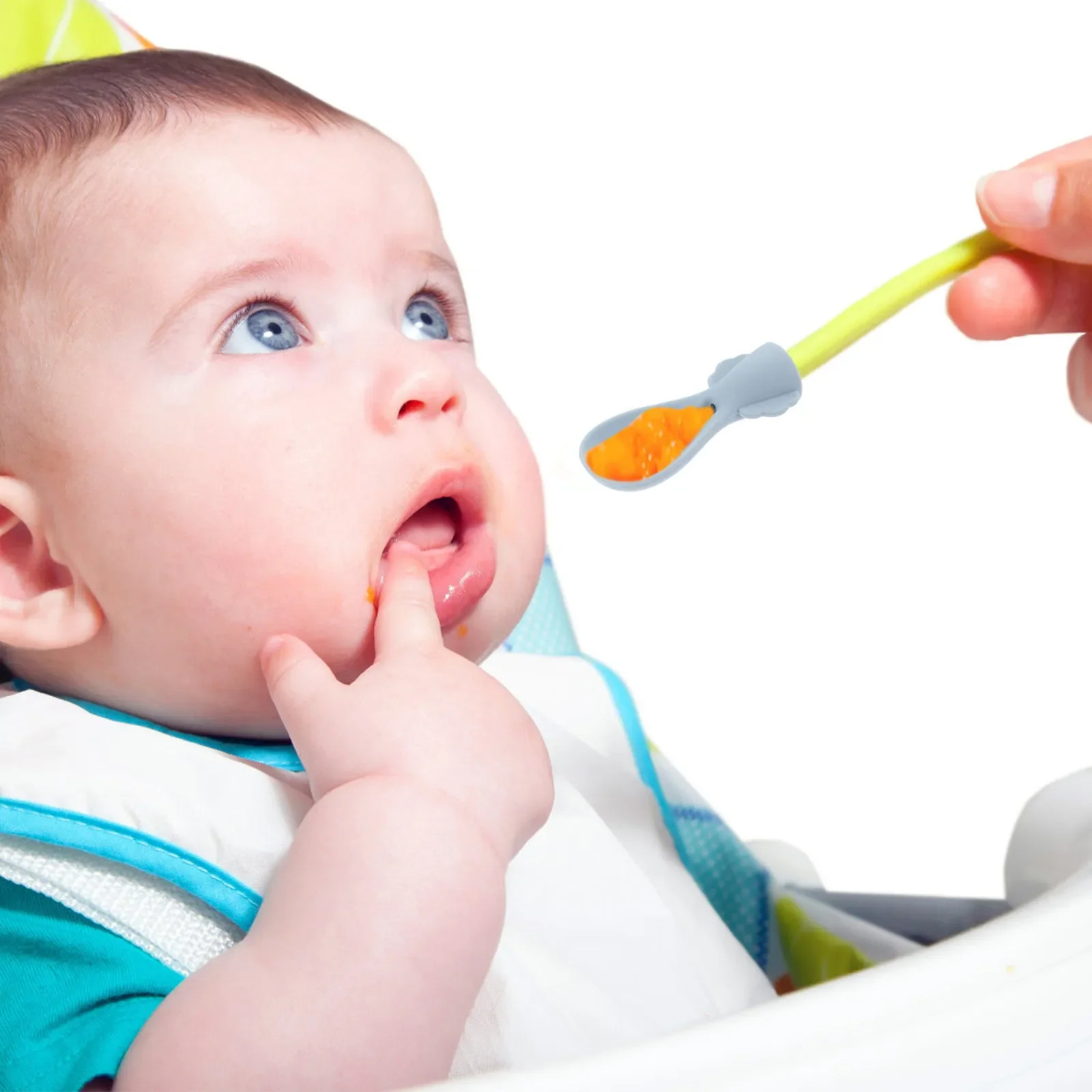 2Pcs Silicone Baby Food Pouch Squeeze Spoon