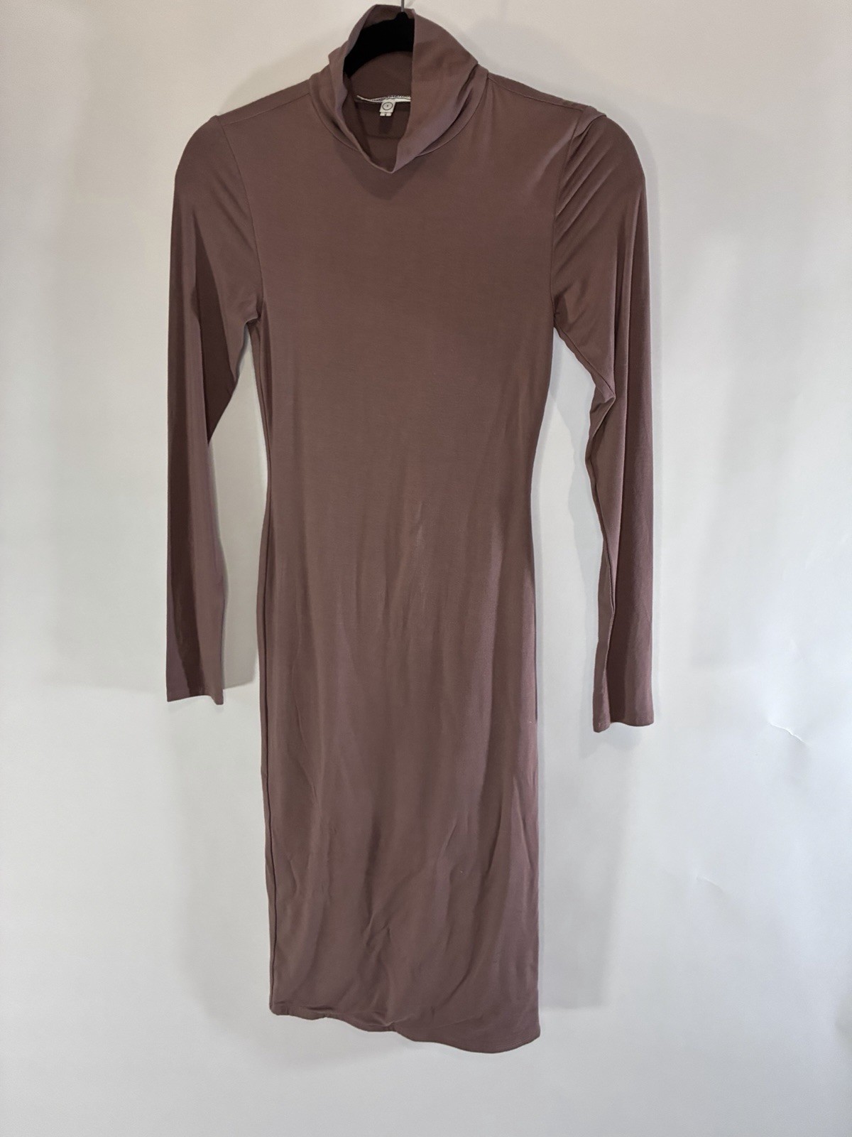 GOOD AMERICAN Brown Knit Turtleneck Long Sleeve Bodycon Midi Dress Size 1