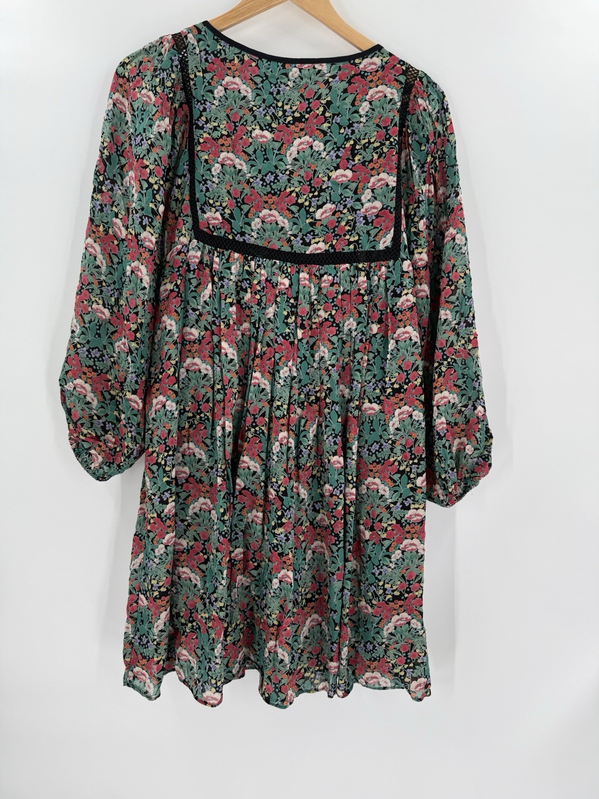 Anthropologie Floreat Ottava Peasant Dress Boho Babydoll Dark Floral SMALL