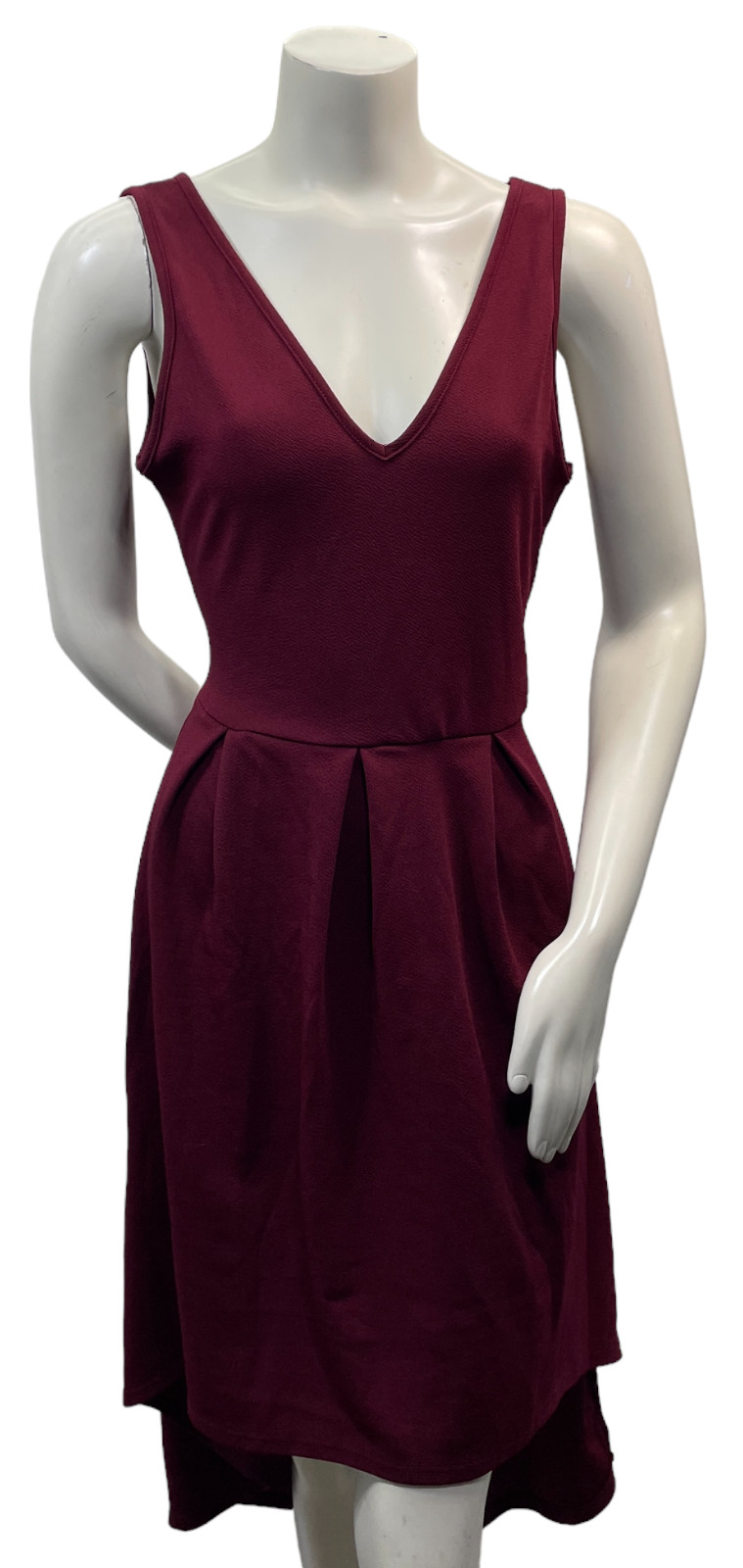 24 Seven Dress Womens size Large Burgundy Sleeveless Vneck High Low Stretch New