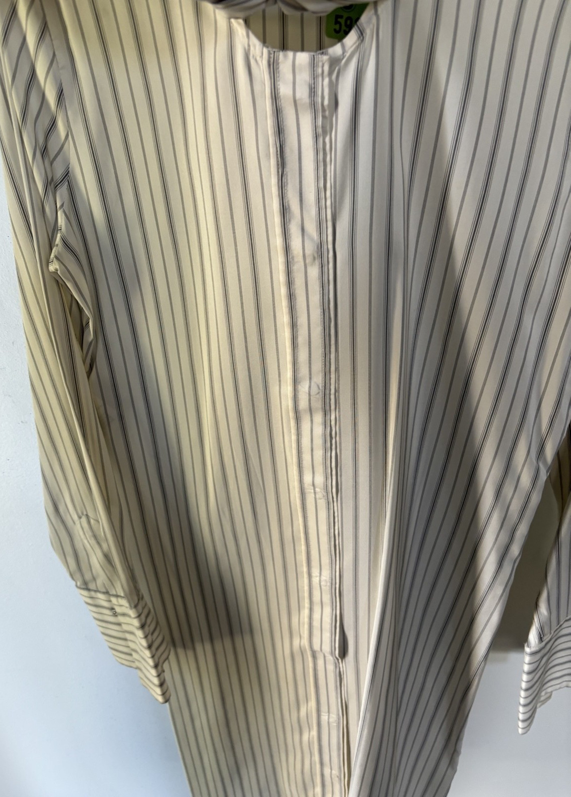 Maison Margiela grey Striped Midi Silk Shirt Dress Sz 1 xs OVERSIZED ITALY