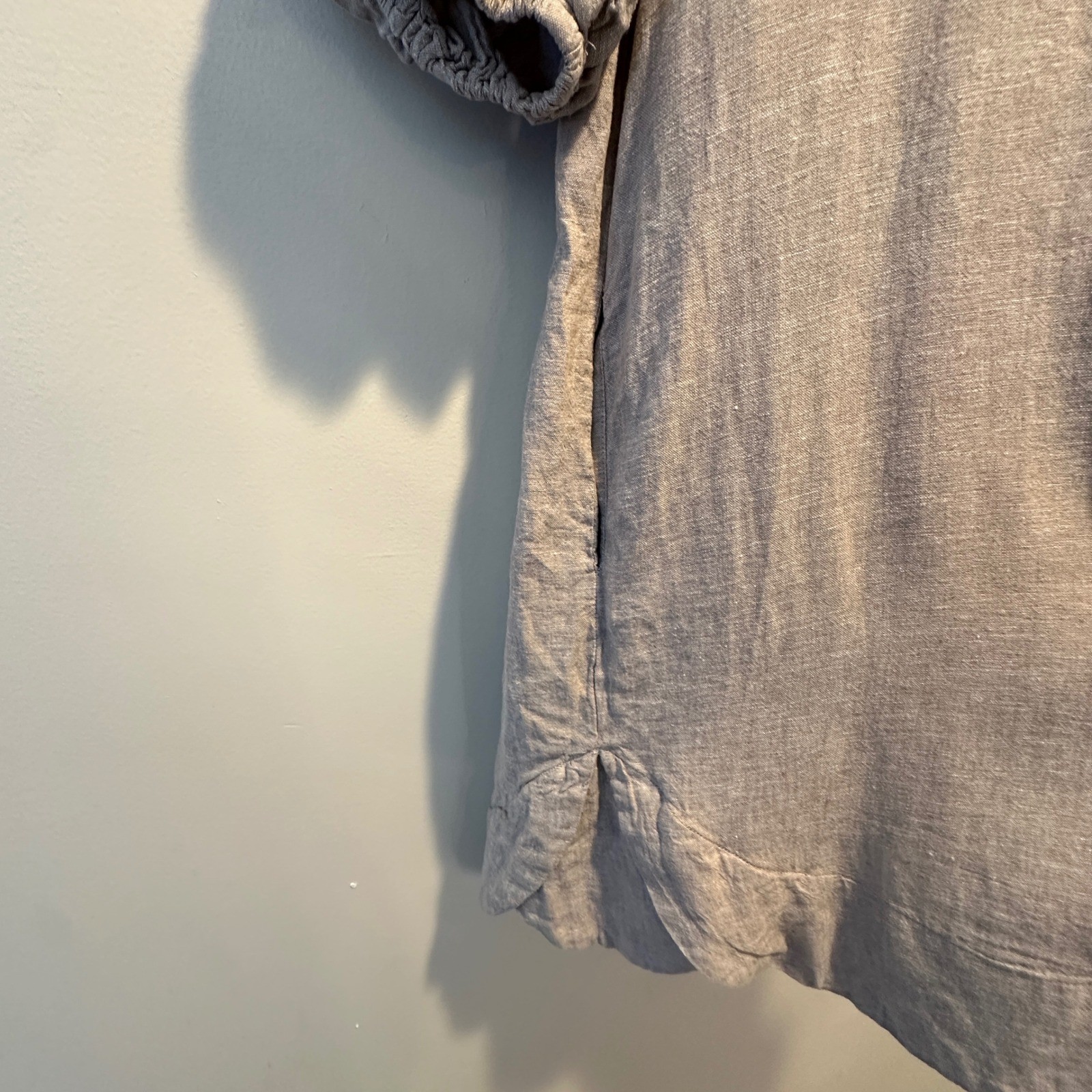 Cynthia Rowley Linen Blend Puff Sleeve Dress Womens Small Neutral Beach Relaxed