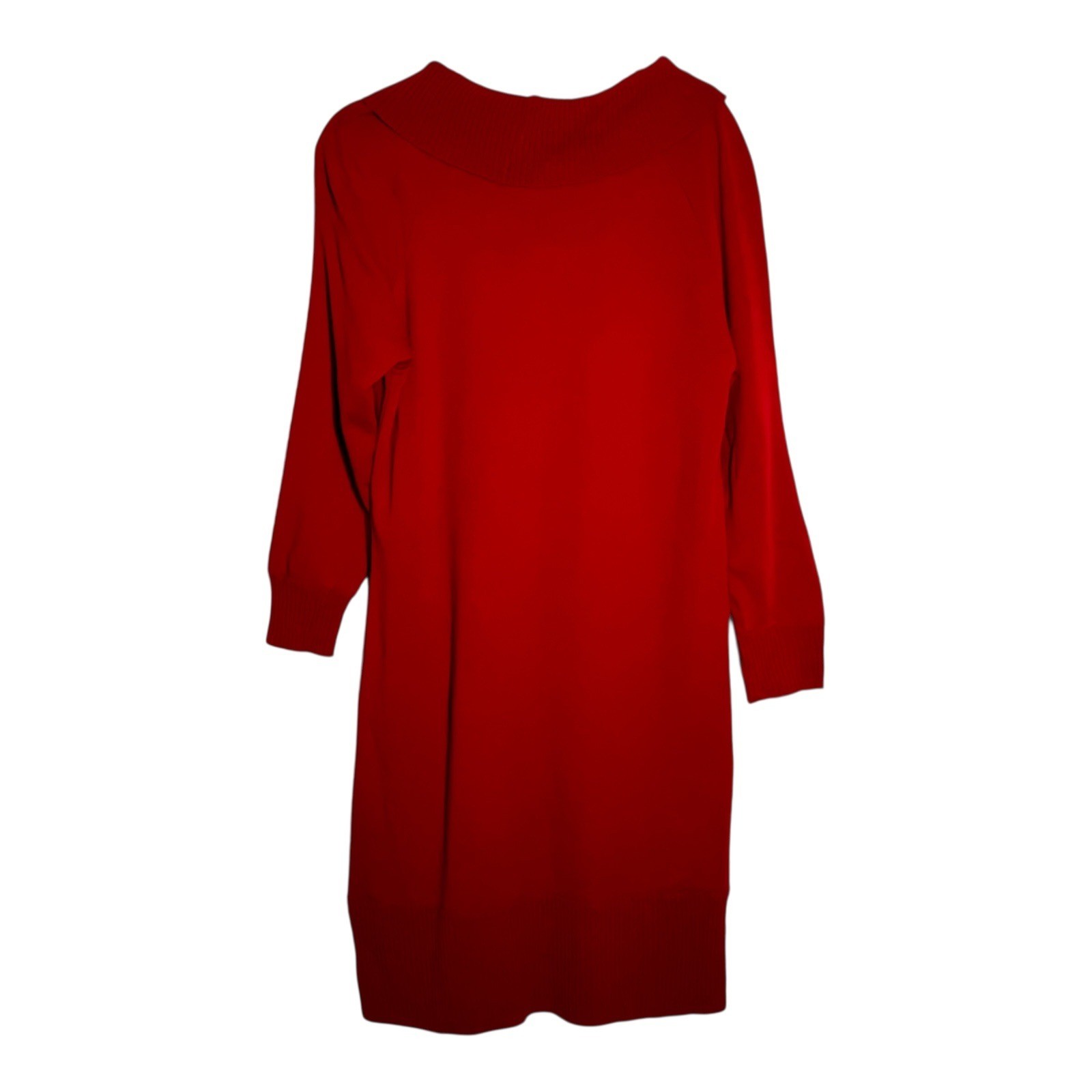 Kim Rogers Red Cowl Neck Long Sleeve Sweater Dress Size M