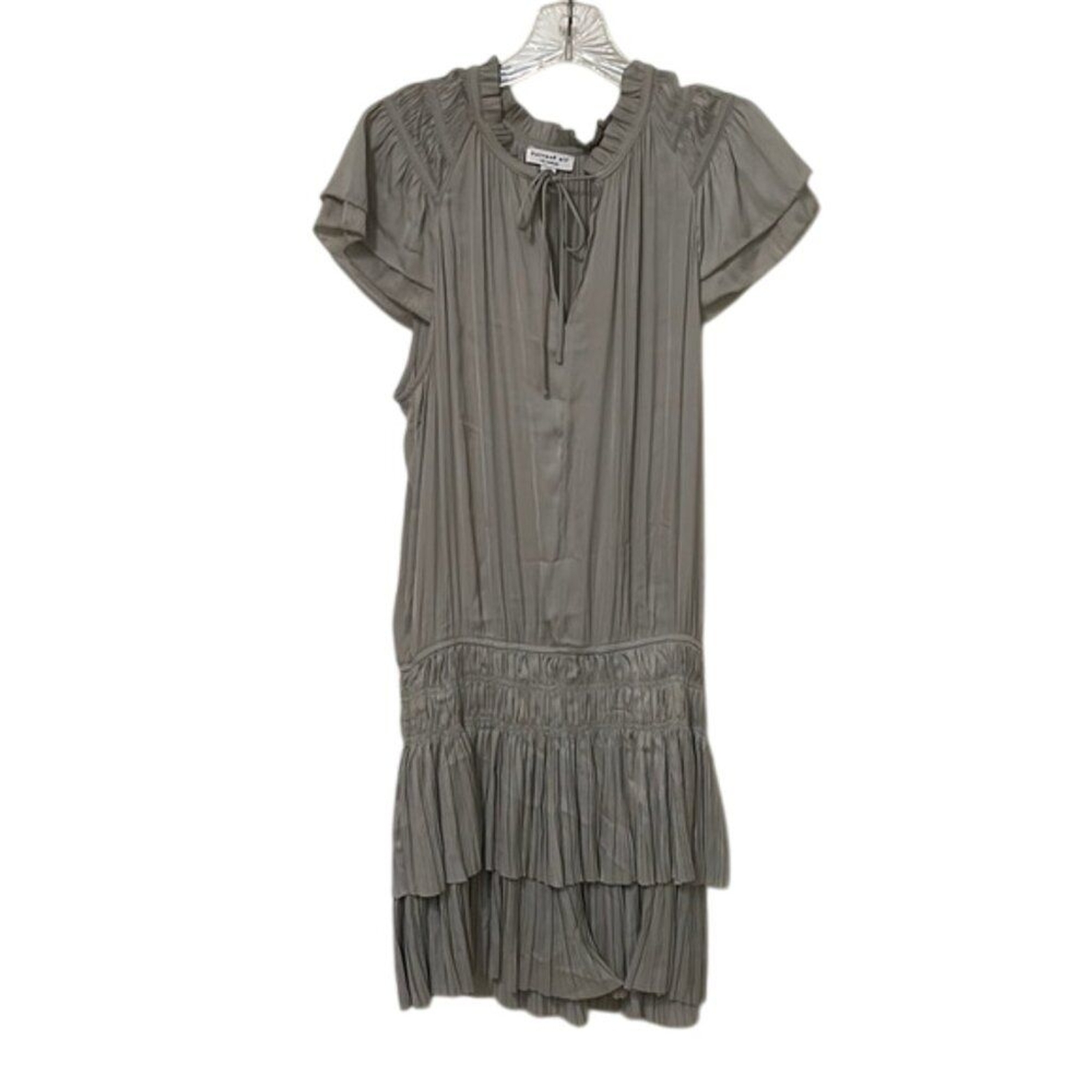 Current Air Gray Split Neck Flutter Sleeve Smocked Dress Womens Medium 1990261-1