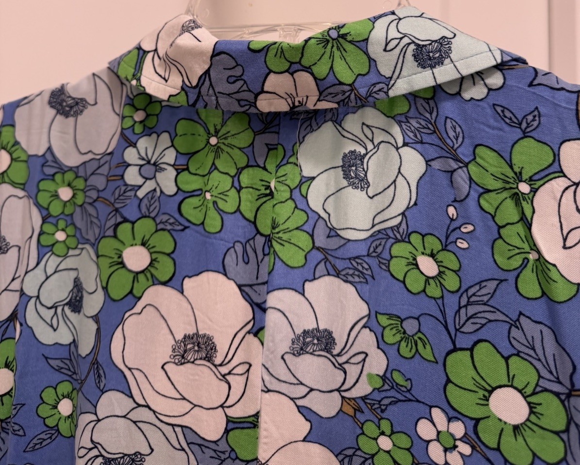 Croft & Barrows Floral Button Down Dress Sz L Casual Waist Tie- Pockets NEW