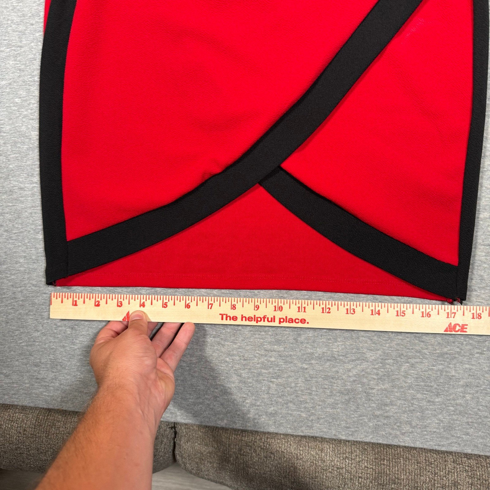 Almost Famous Red Black Colorblock Wrap Bodycon Dress Puff Sleeve Womens Large