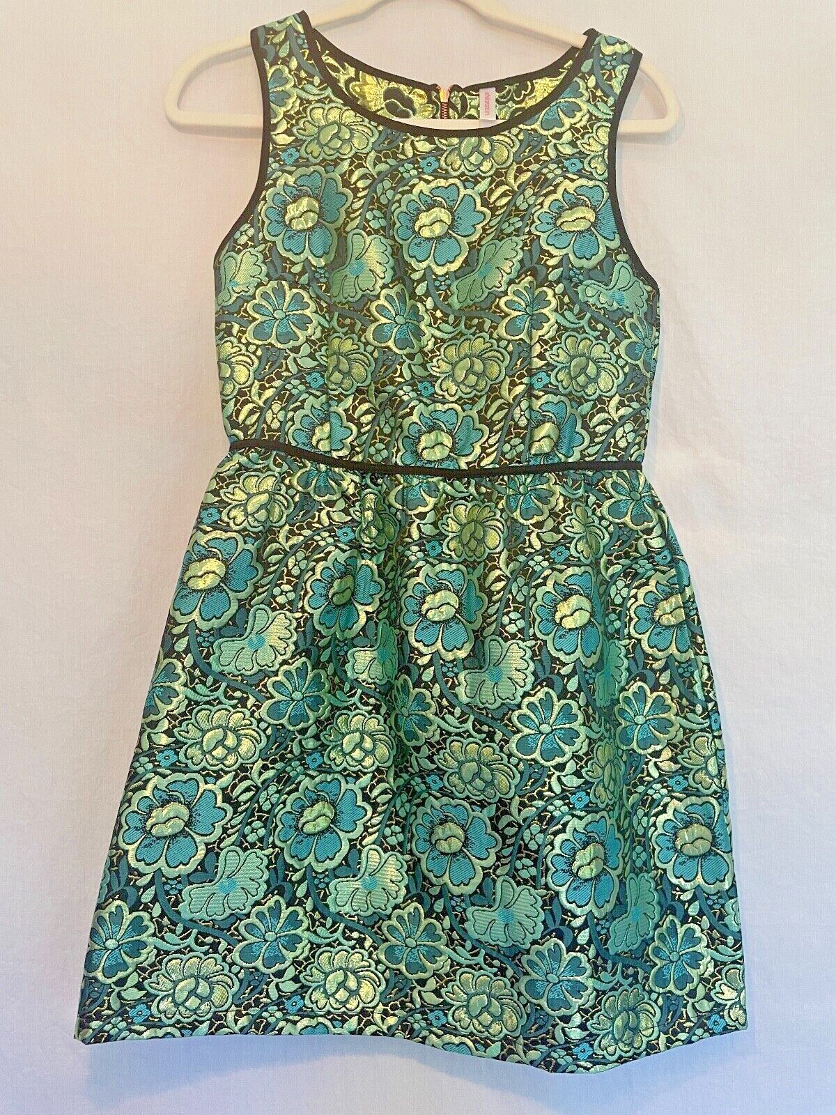 Mermaid Dress Women Juniors Size Small S 2 4 Metallic Green Blue Shift w/ A Line