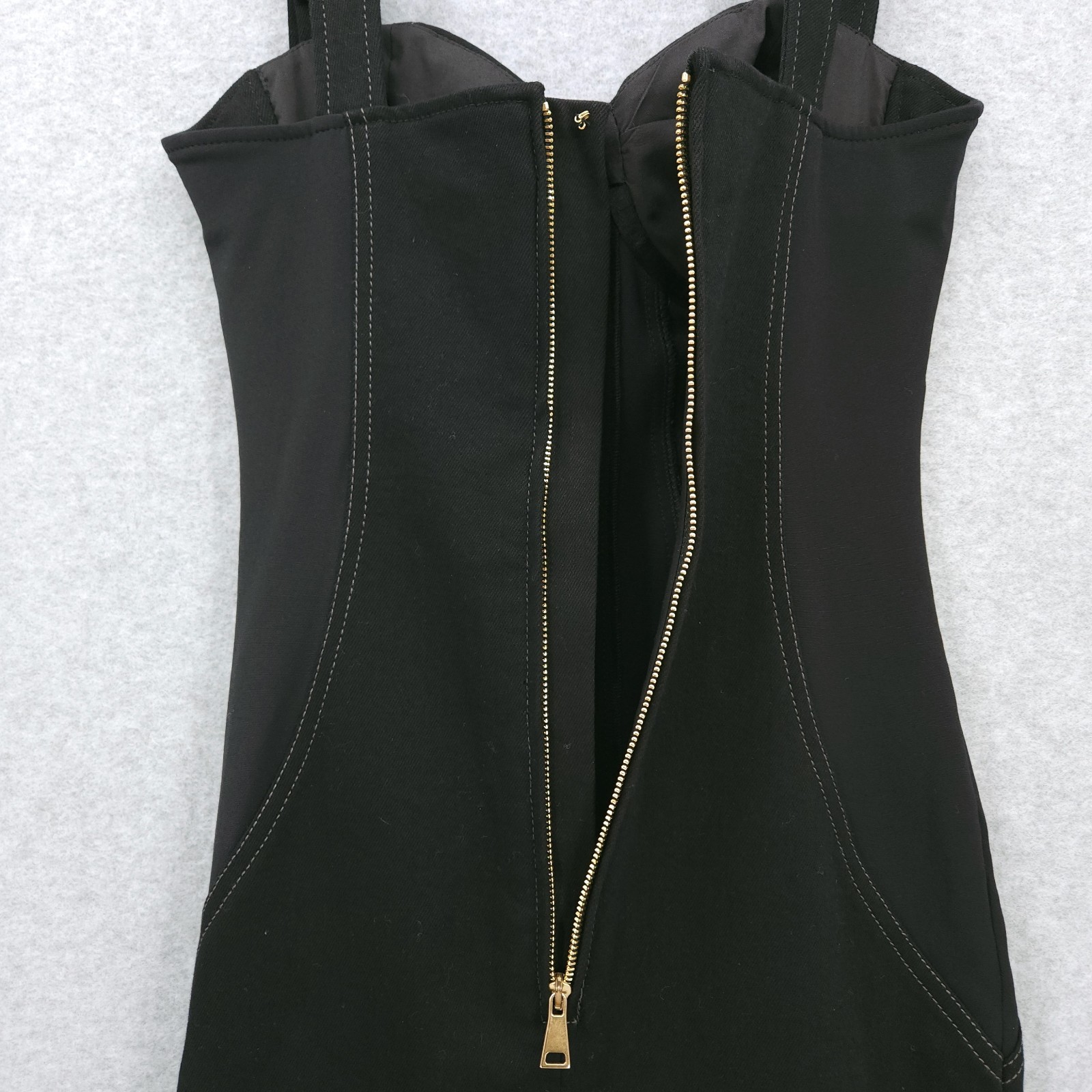 Versace Jeans Couture Baroque Buckle Embellished Seam Sheath Black Dress 2 NWT