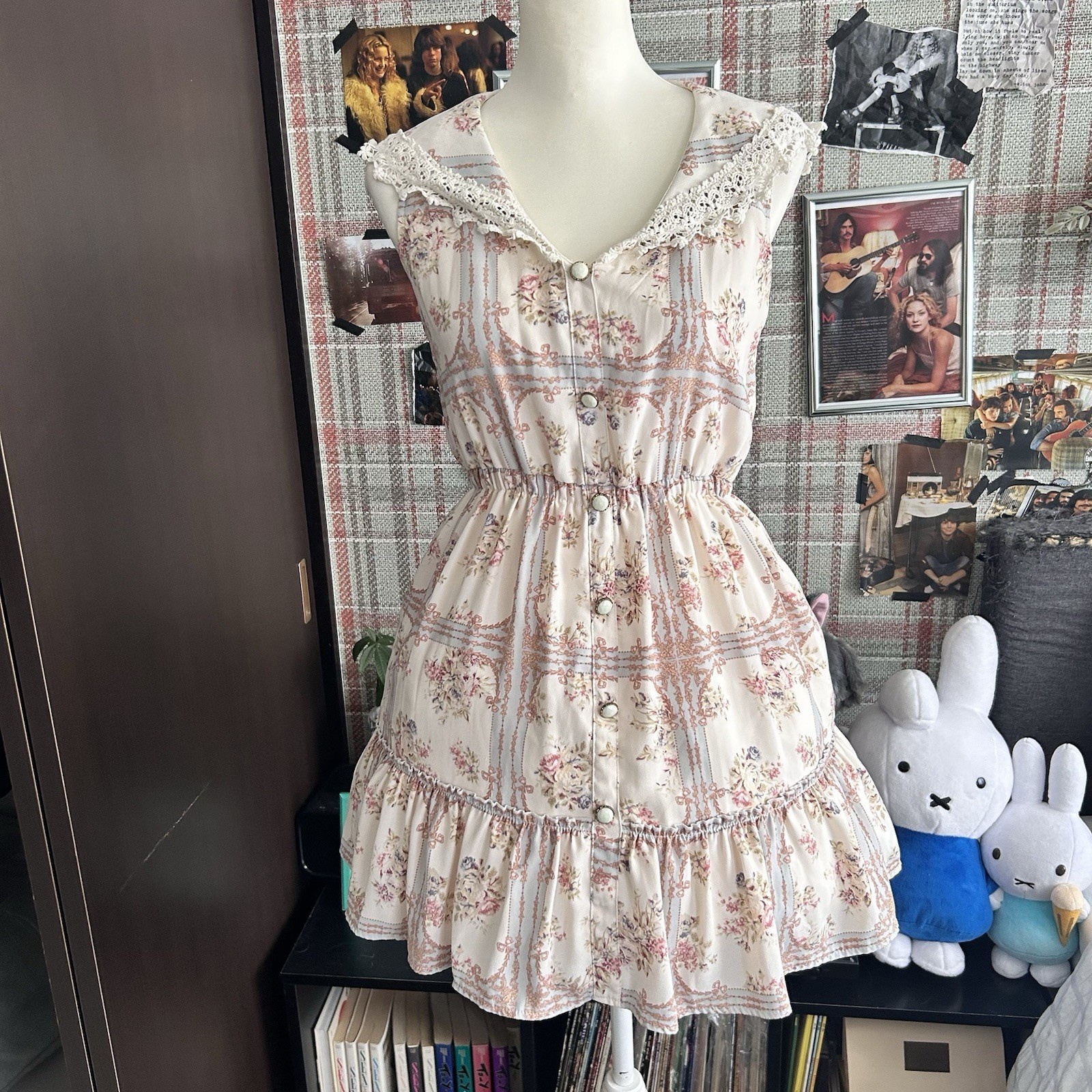 Rare LIZ LISA Vent Collection Sailor Collar Floral Panel Print Dress Lolita