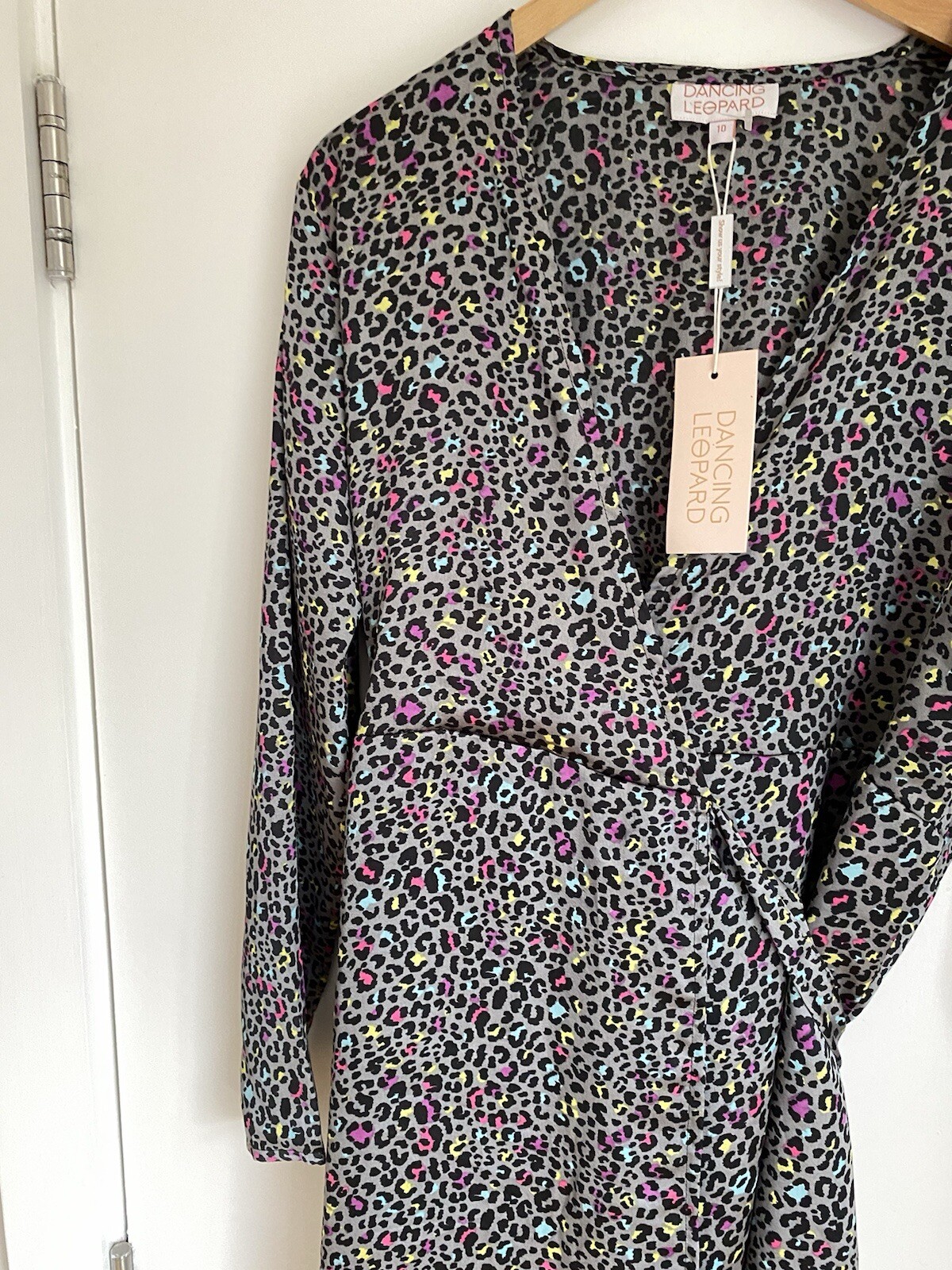 Dancing Leopard SilkFred DOVE maxi dress multi colour animal print UK 10 BNWT
