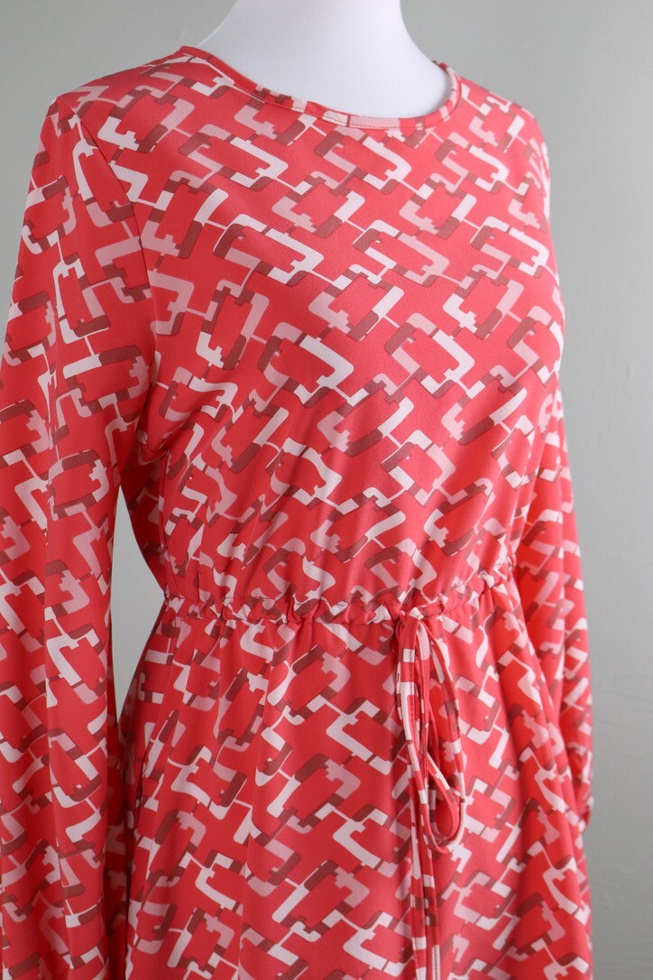 POMANDER PLACE Tuckernuck $128 Link Print Drawstring Waist A-Line Dress Size XS