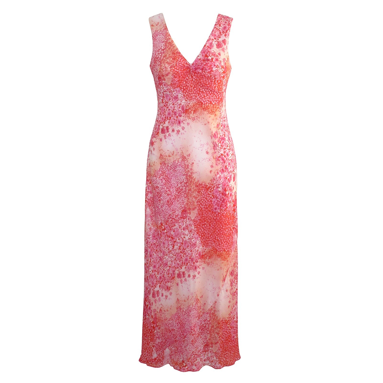Vintage Y2K Studio Y Pink Floral Maxi Dress Bias Cut V-Neck Sz 13/14