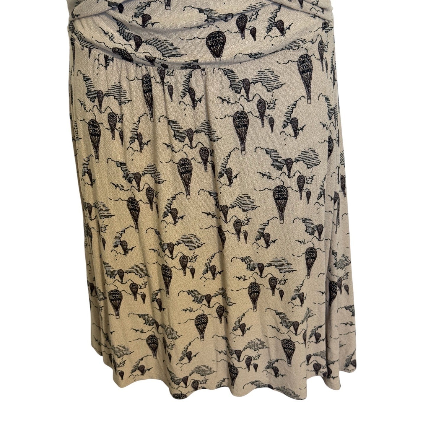 ANTHROPOLOGIE LEIFNOTES Up And Away Hot Air Balloon Print Faux Wrap Dress Small