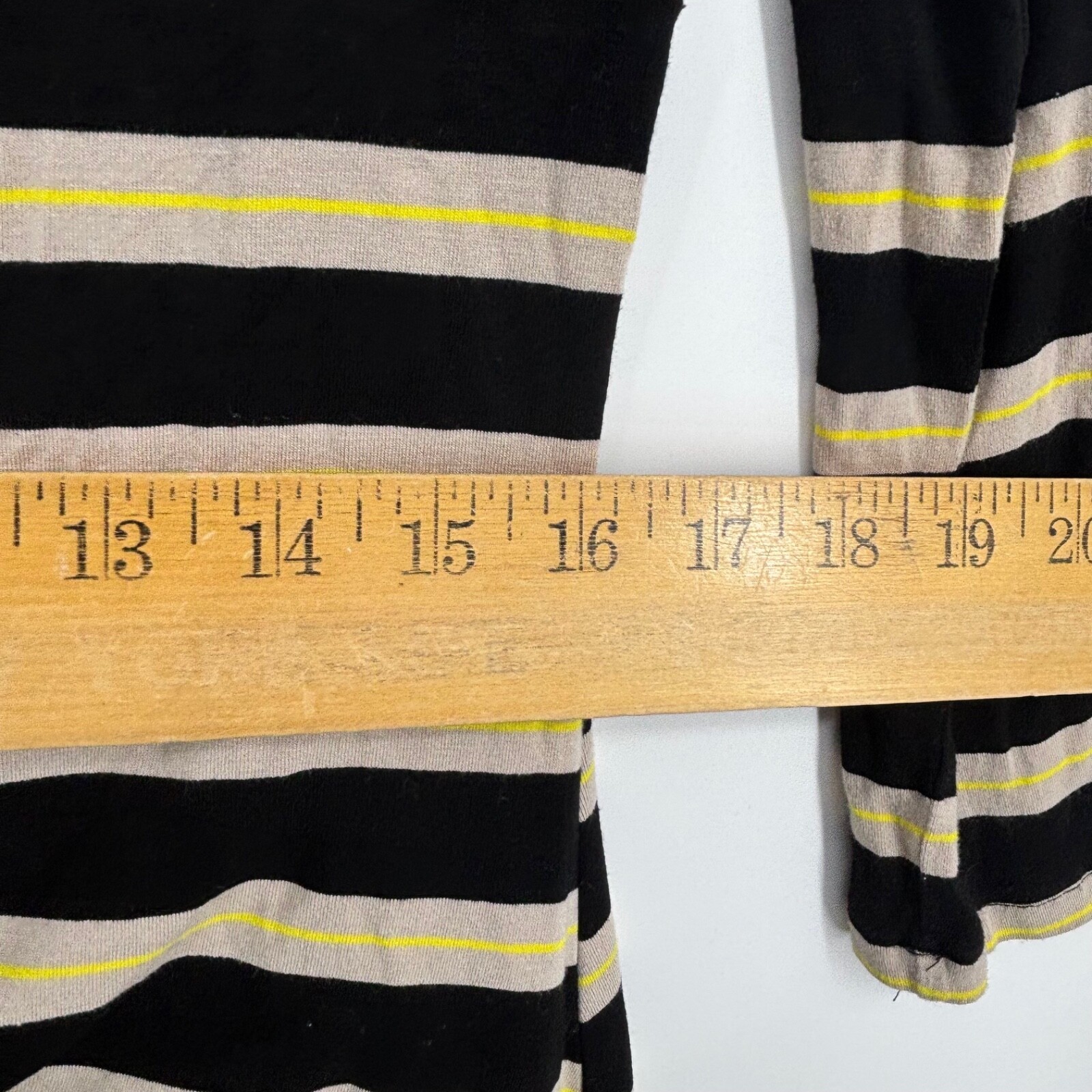 Larry Levine Womens Large Knit Dress Black Beige Yellow Stripes Long Sleeve Knee
