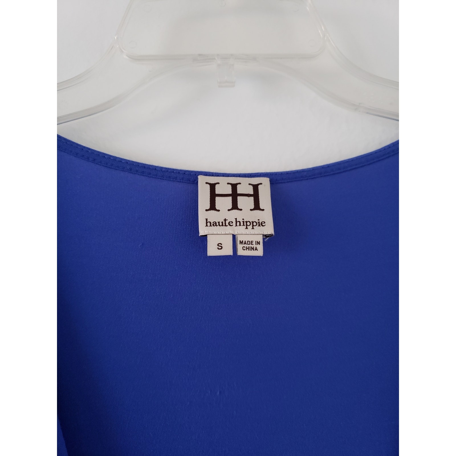 Haute Hippie Cobalt Blue Wrap Effect Modal Mini Dress Faux Wrap Draped Small