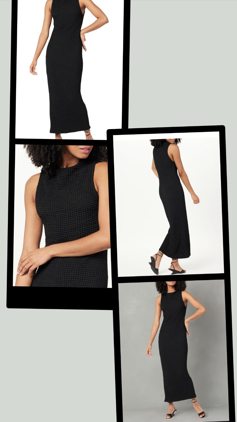 The Drop “Lena” Black High Neck Textured Midi Dress Womens L (Free Shipping)