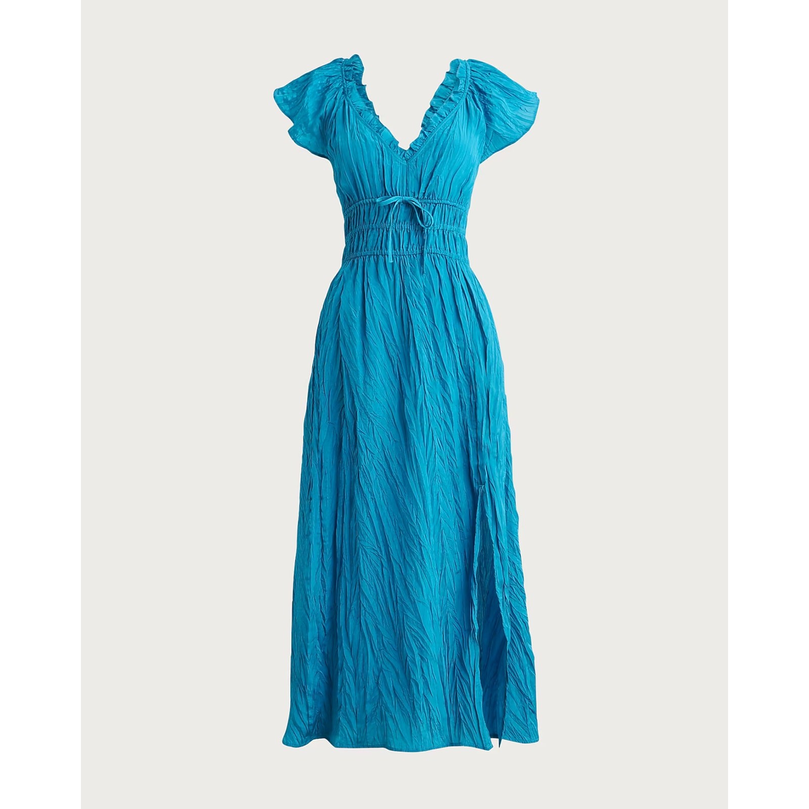 J. Crew Palermo Dress Viscose-Blend Crinkle SZ LARGE Ruffled Peasant Cottagecore