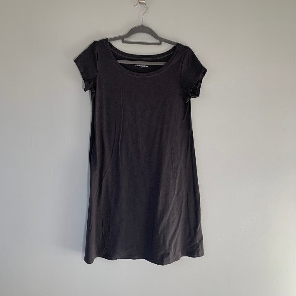 Eileen Fisher T-Shirt Dress Women Size S Gray Scoop Neck Short Sleeve Cotton
