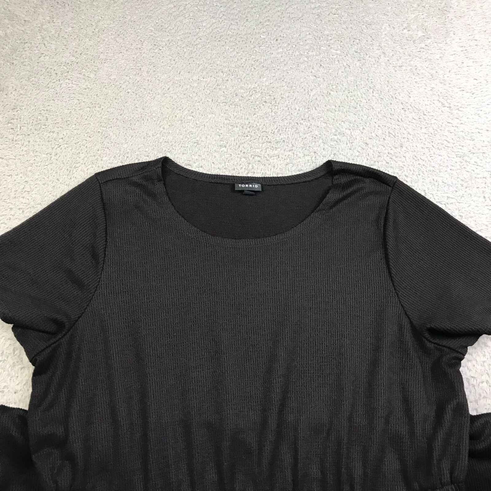 Torrid At The Knee Slub Rib Slit T-Shirt Dress Womens 3 Black Casual Goth Witchy