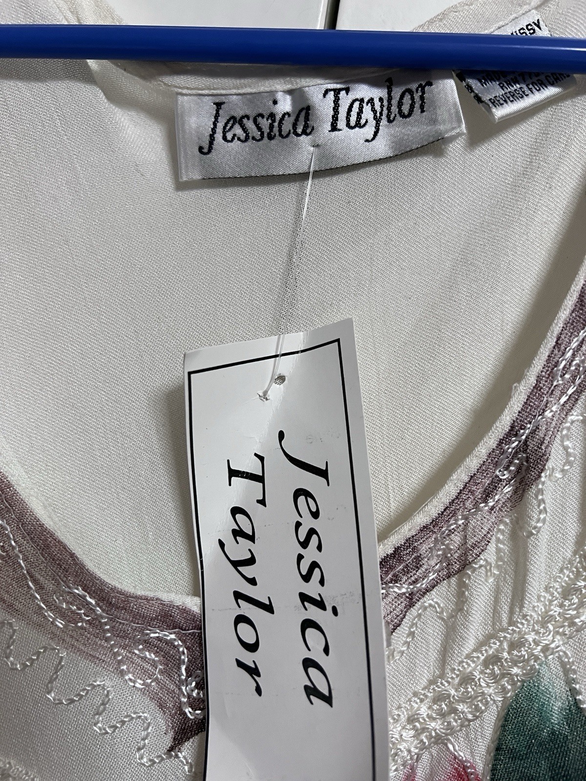 Jessica Taylor Dress High/Low One Size White W/Floral Print 100% Rayon Boho