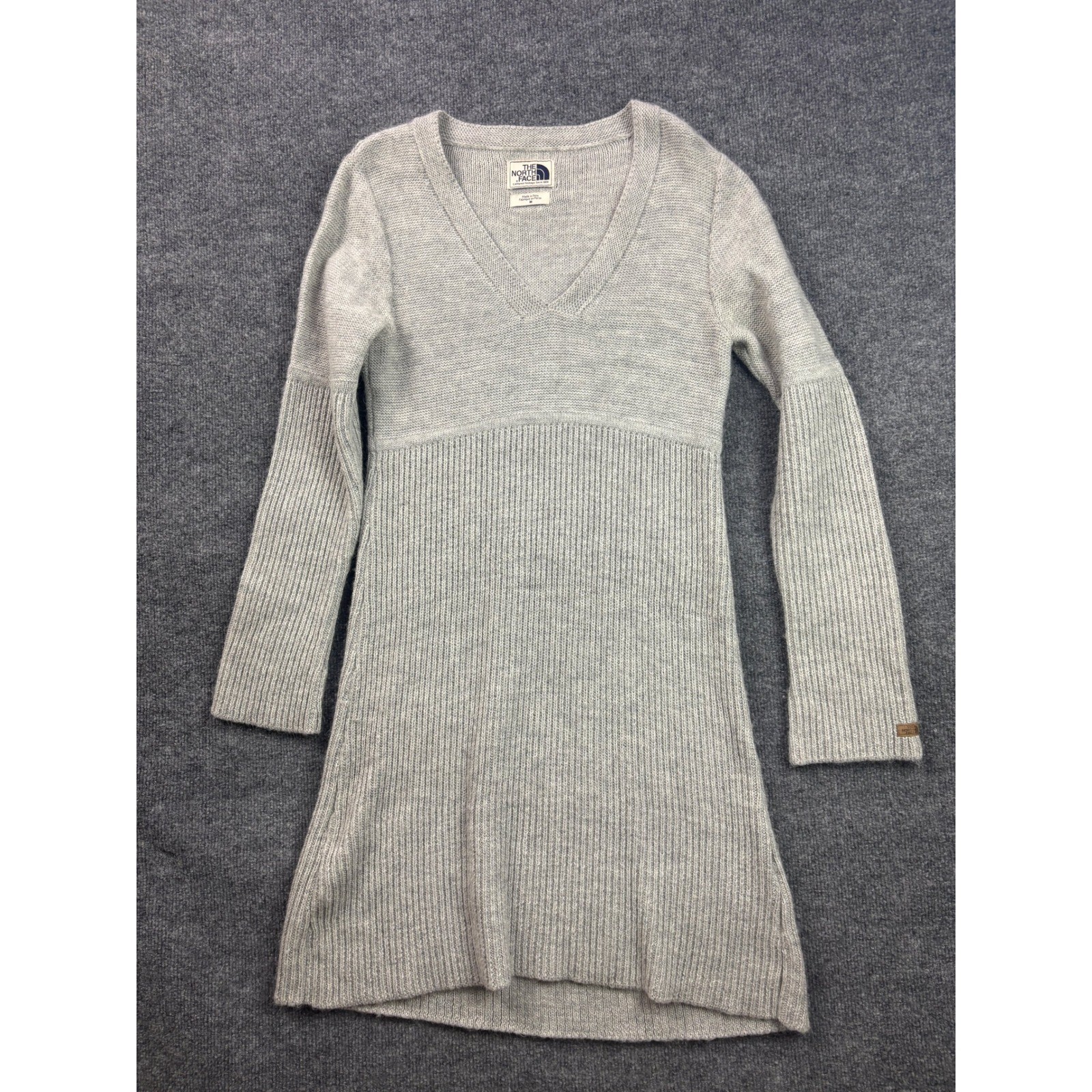 The North Face Sweater Dress Womens Medium Gray Alpaca Wool Blend V-Neck Mini