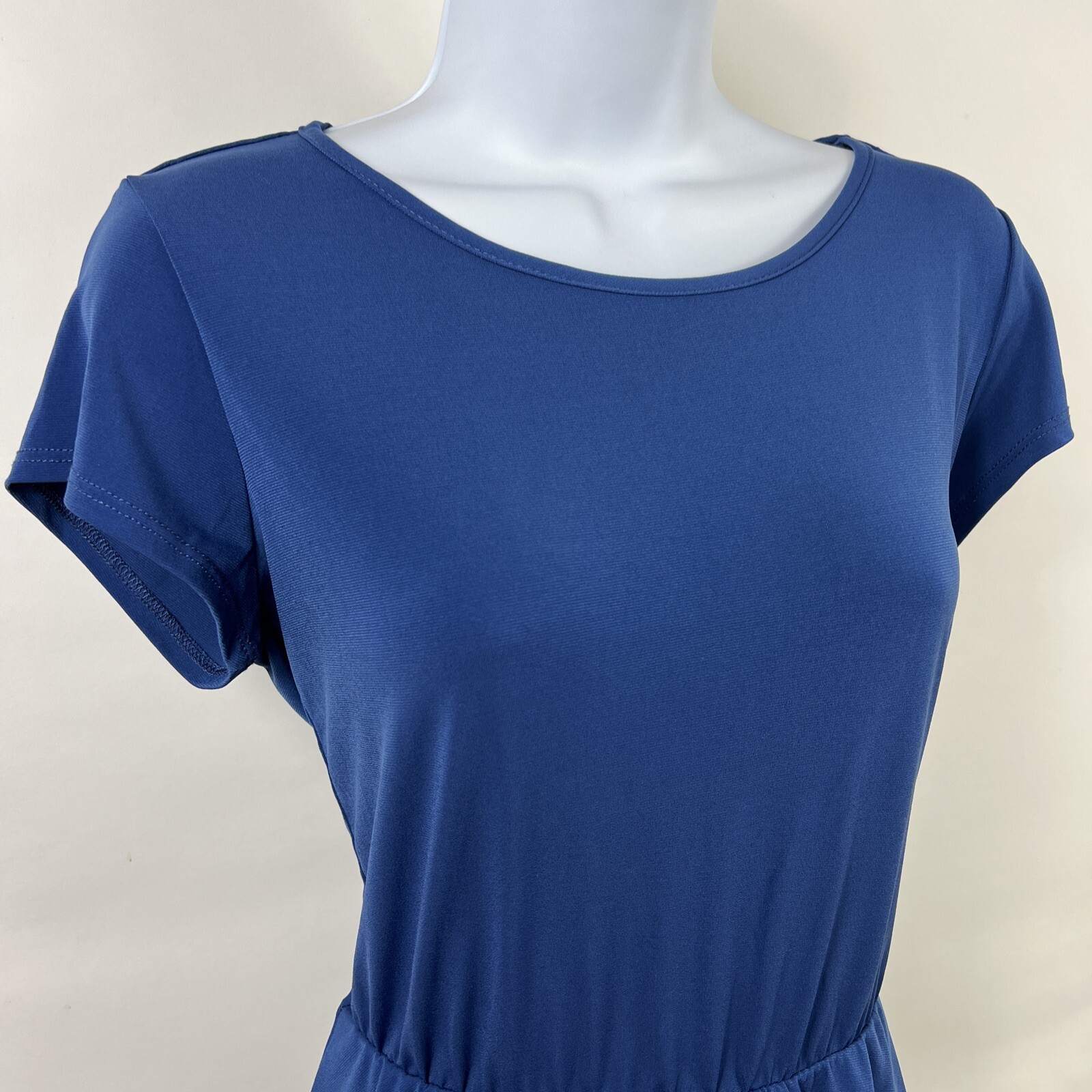 Elementz Pencil Dress Women’s Medium Short Sleeve Blue Ruffle Polyester Blend