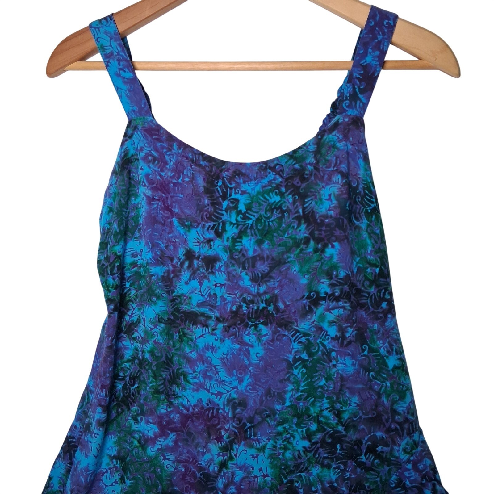 Peppermint Bay Dress Small Blue Batik Ruffled Whimsical Fairy Hippie Sundress