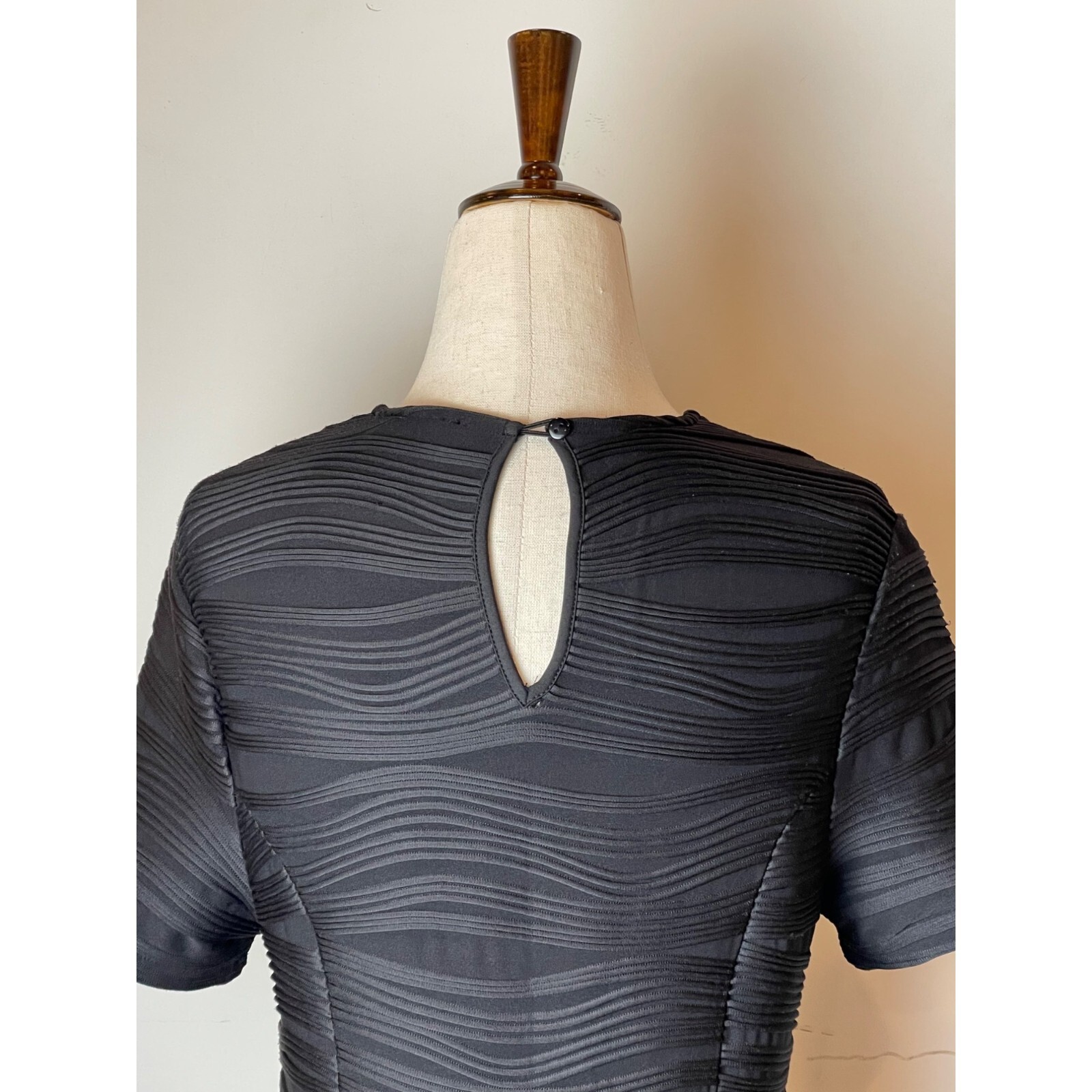 Opening Ceremony Dress Women Medium Black Wavy Stripe Lotus Mini Cocktail Party