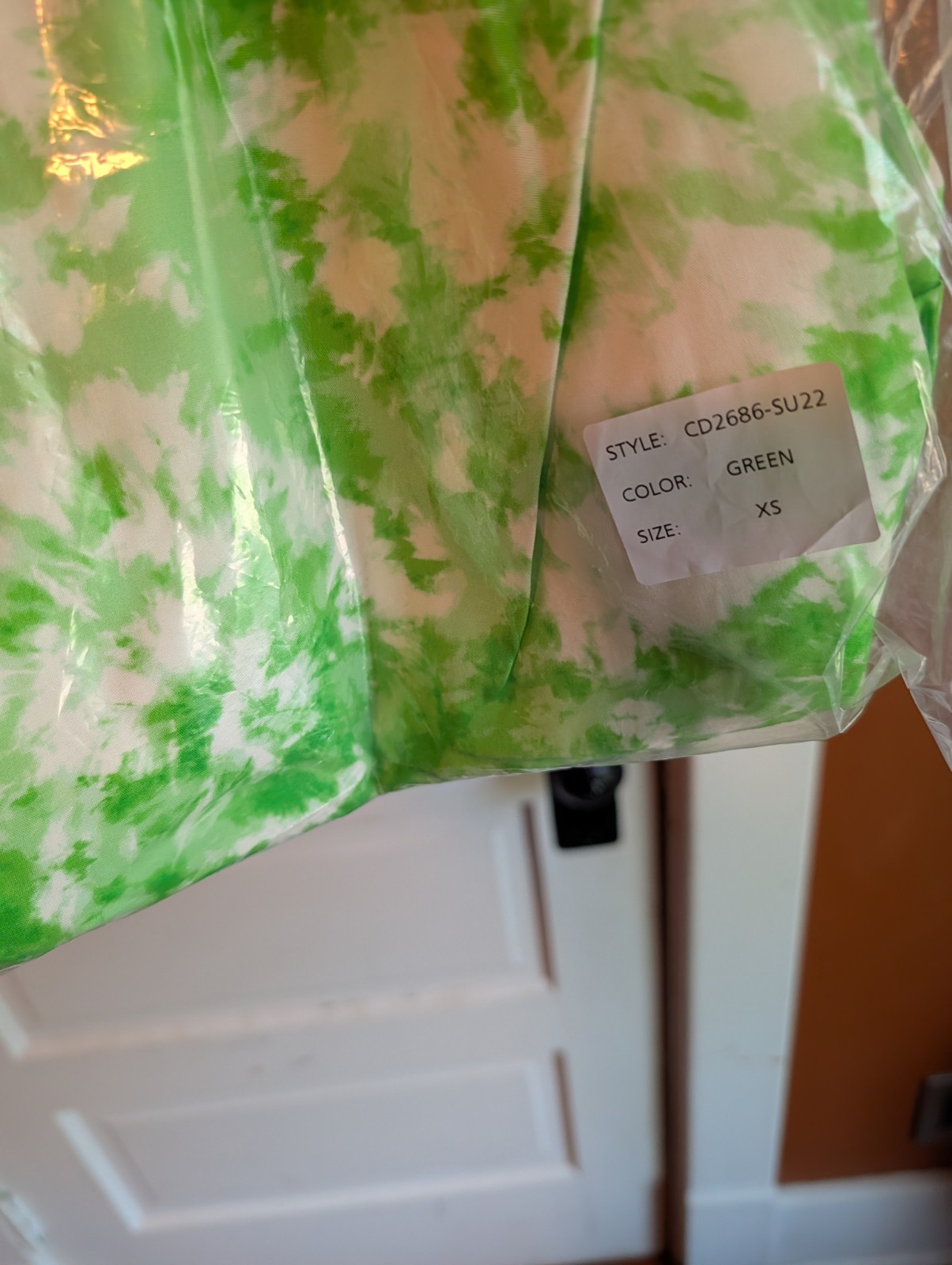 For Love and Lemons Devon Mini Dress Lime Green White Tye-Die Large Bamboo Xs