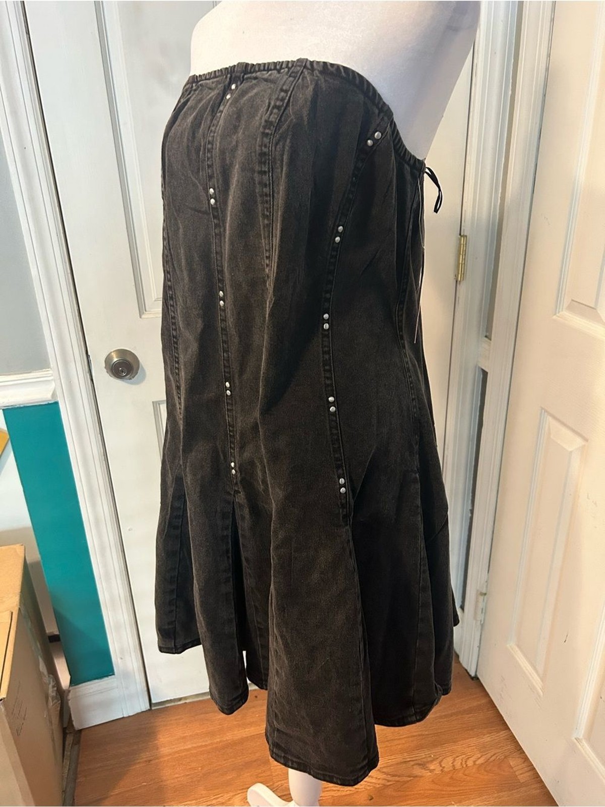 NWT Wild Fable Strapless Black Denim Fit-and-Flare Dress