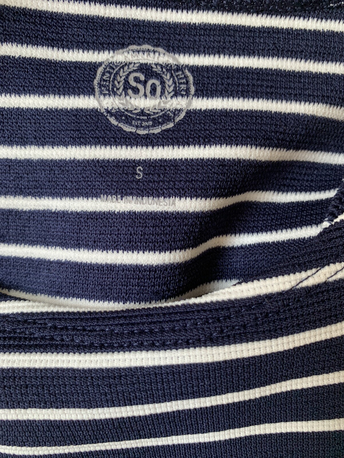 SO Authentic American Heritage Navy Blue Striped Halter Skater Dress Size Small