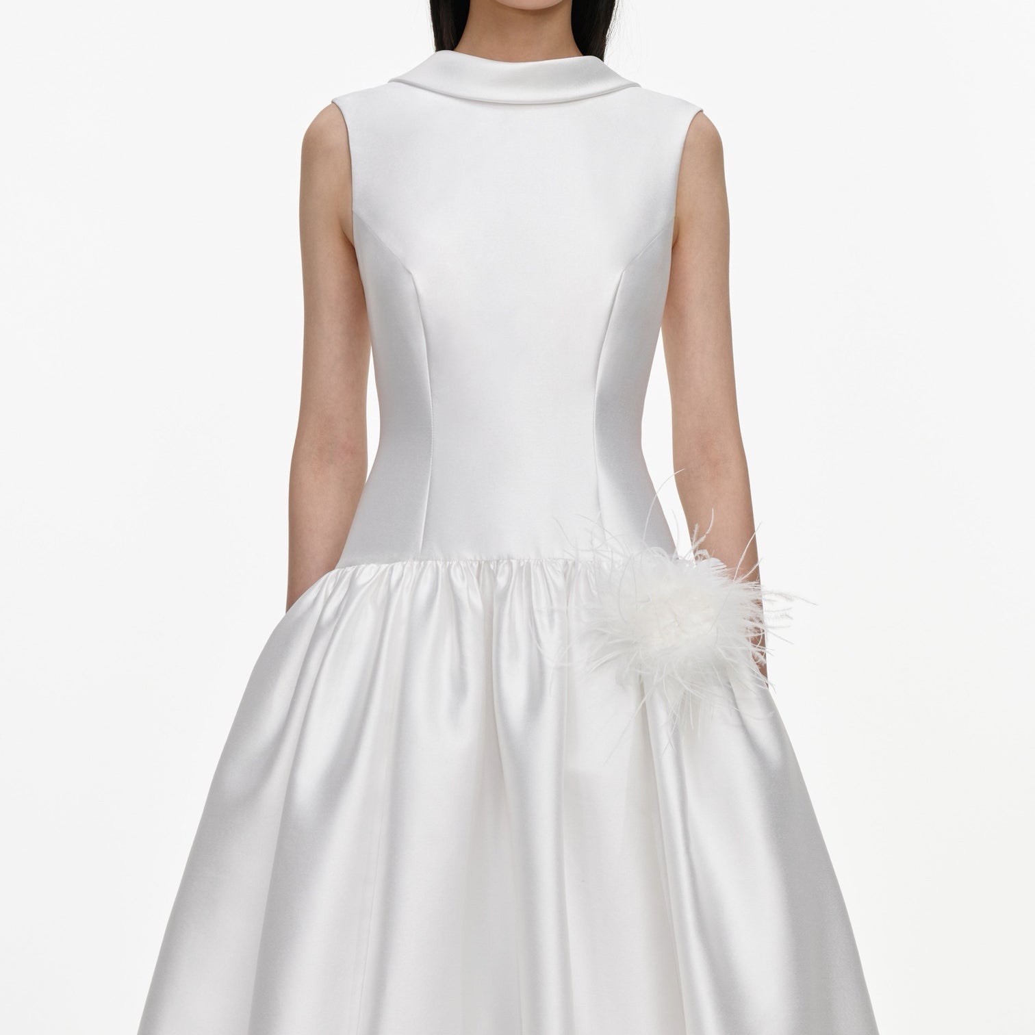 Self Portrait WHITE TAFFETA BUBBLE HEM MIDI DRESS $ 780 Size US 10 UK 14
