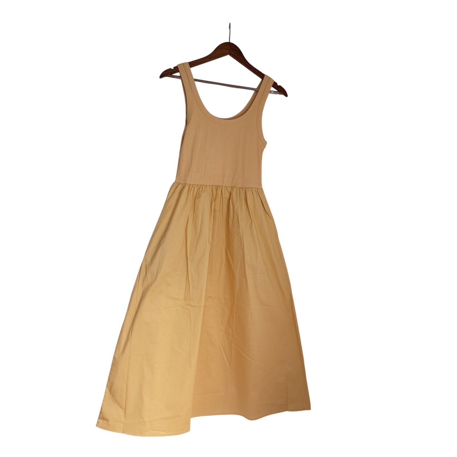 Nine Britton Mustard Yellow Ribbed Mixed Media Maxi Dress NWT Fits S/M