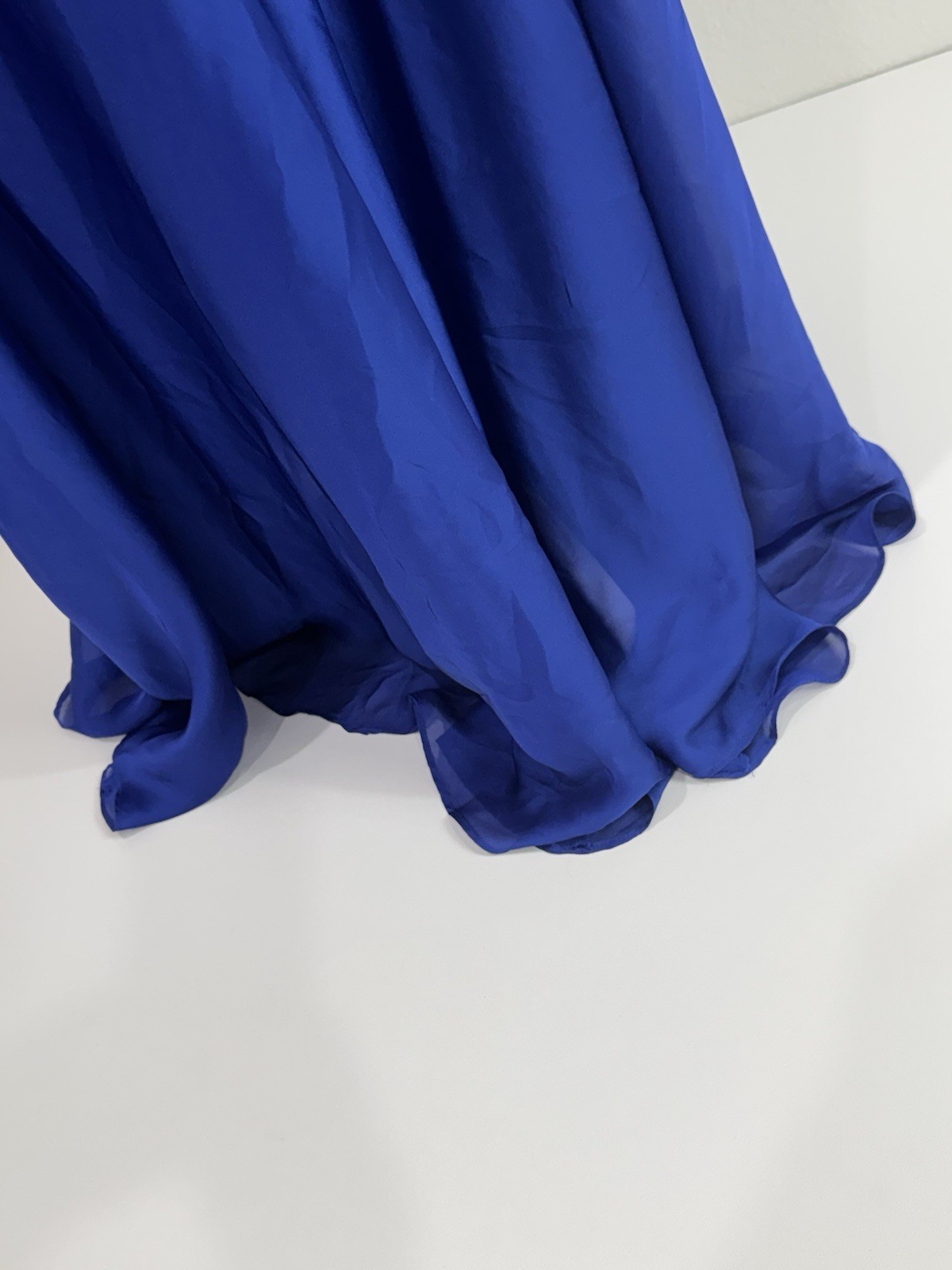 Belsoie Cobalt Blue Gown Size 6 Maxi Beaded Straps Crisscross Back Flowy