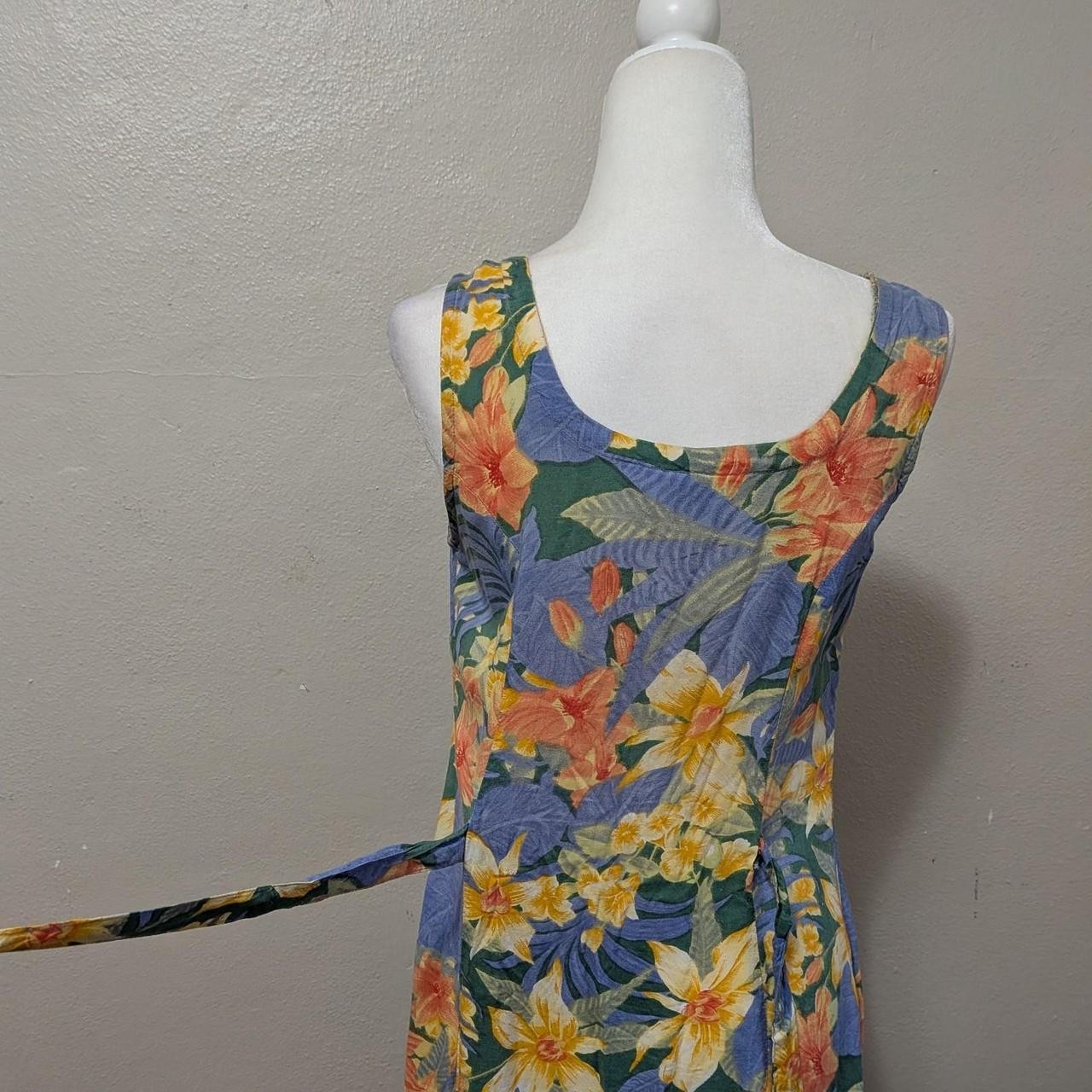 1990s Tropical Floral Button Front Maxi Sundress Medium