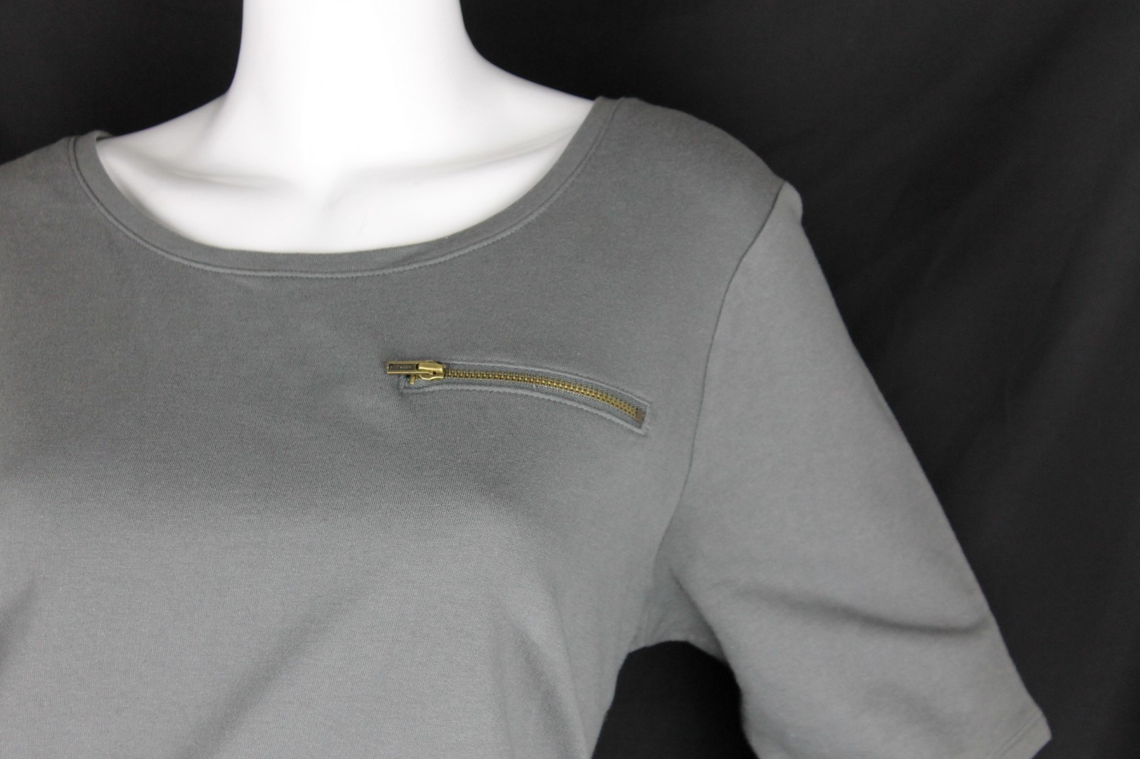 {MERONA} Dress Gray Sz. XXL Shift Short Sleeve 100% Cotton Stretch Zip