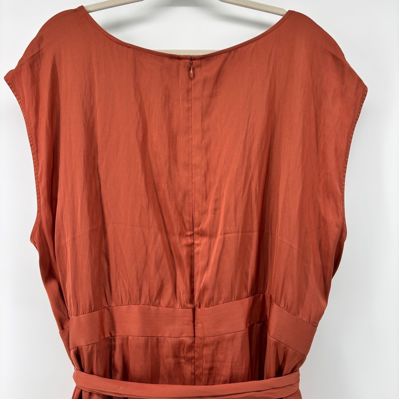 LOFT Plus Rust Terracotta Sleeveless Fit & Flare Dress with Waist Tie 26 NWT