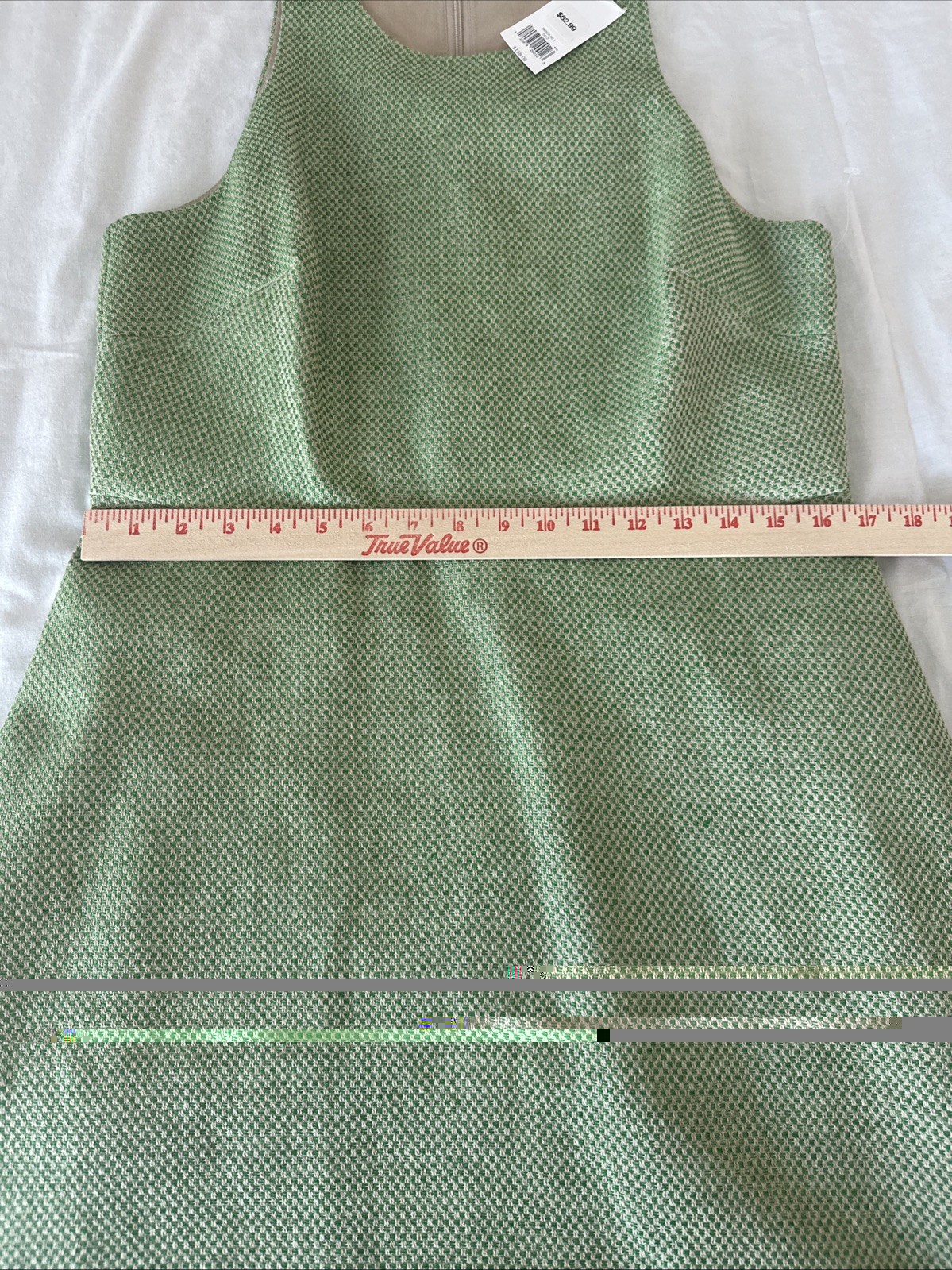 Banana Republic Green & Beige Gingham Tweed Sleeveless Fit & Flare Dress Sz 12